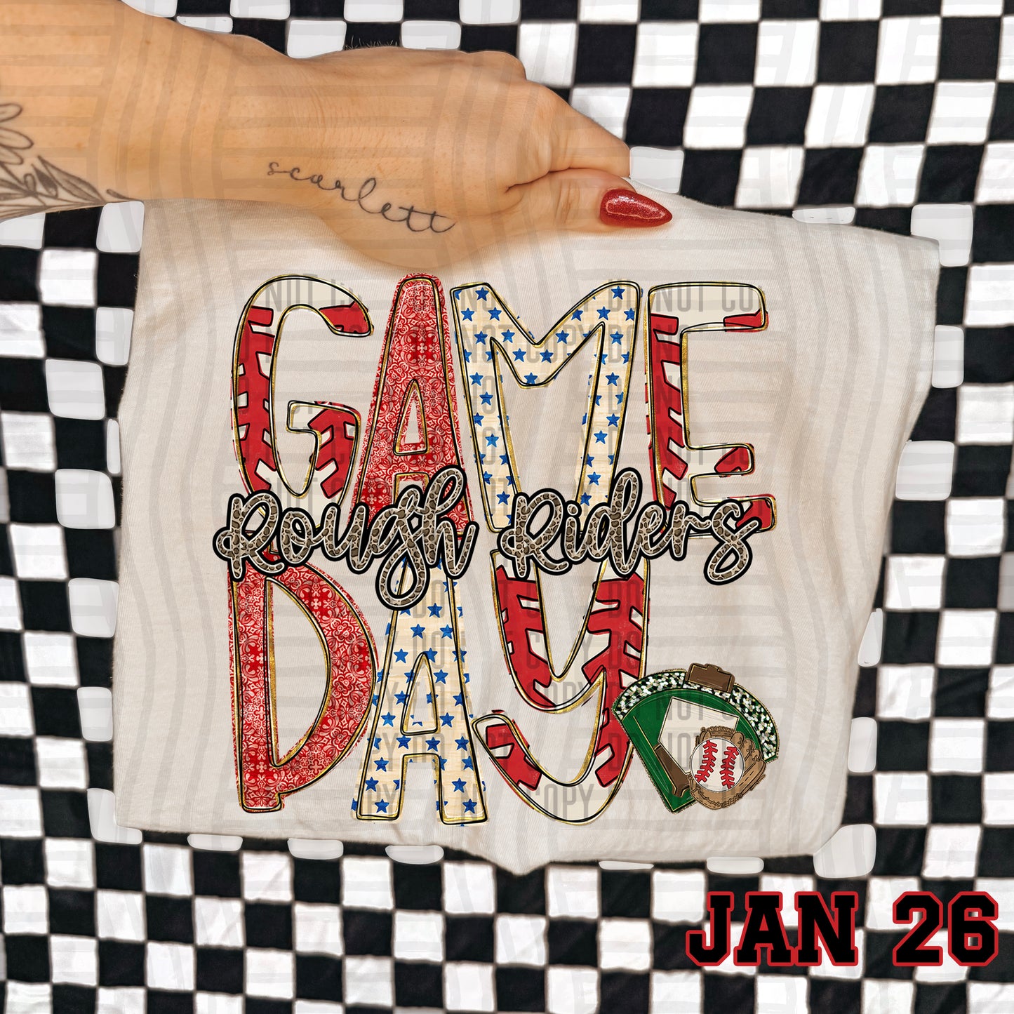 BASEBALL GAME DAY CHEETAH ROUGH RIDERS