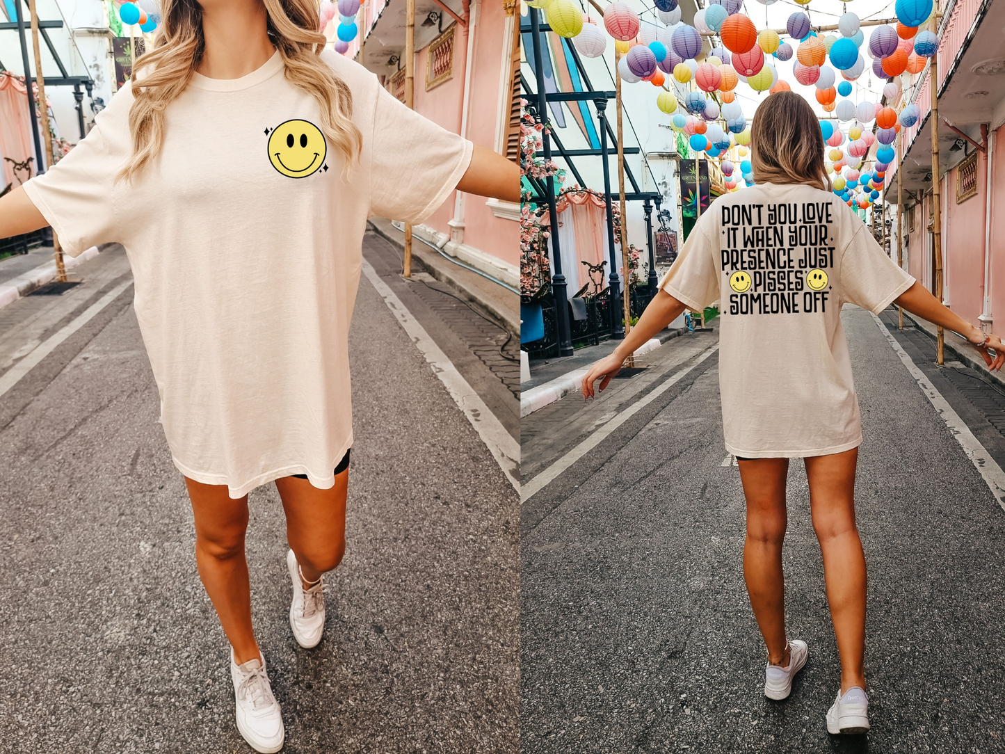 Yellow smiley with black sparkle-front