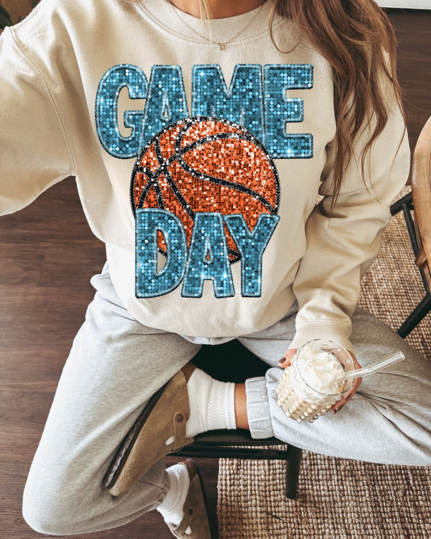 Game Time Basketball Light Blue Glitter