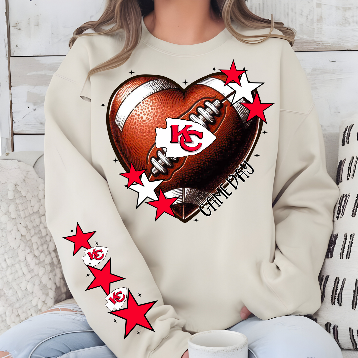 Kansas City Chiefs Heart Shaped Football- CHEST
