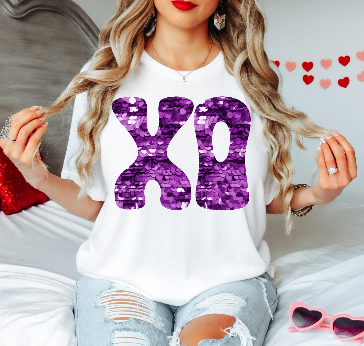 XO Purple Glitter Letters