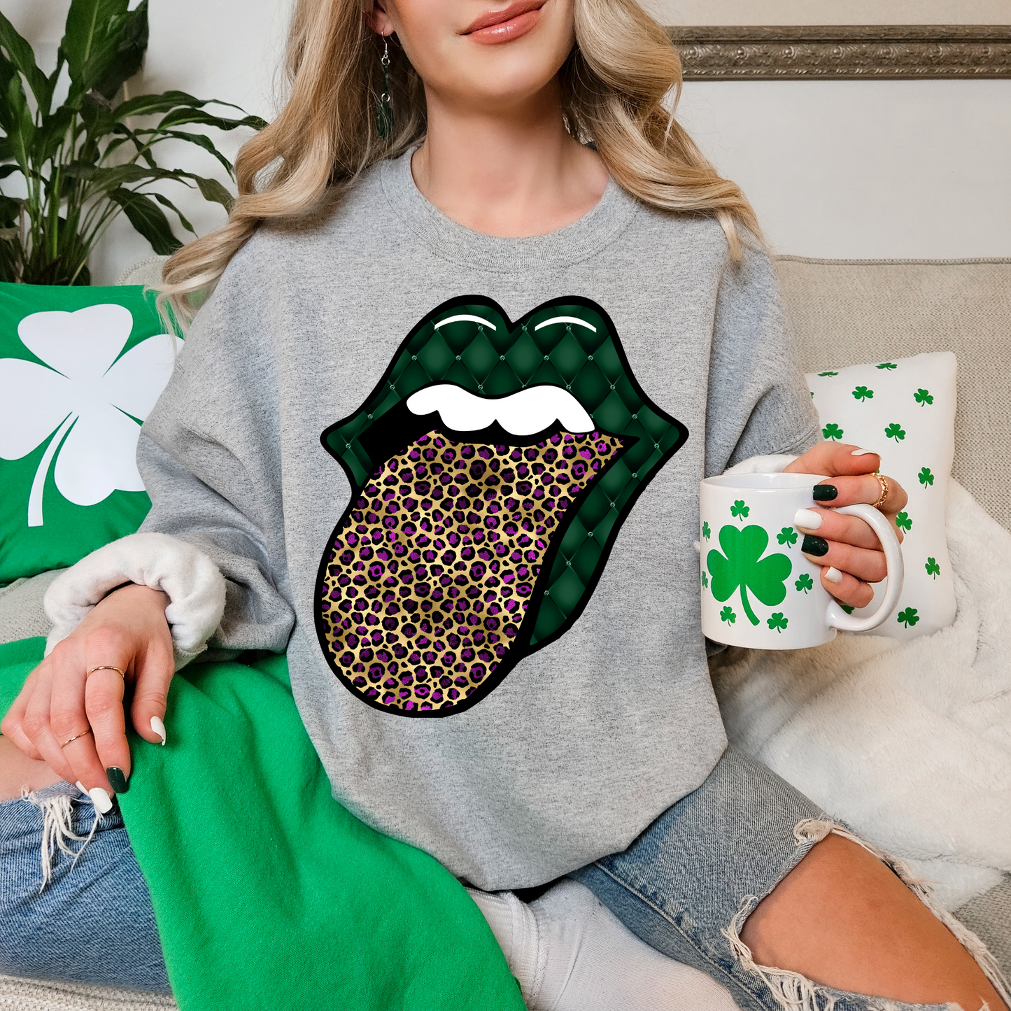 St. Patrick's Day Rolling Stones Tongue Purple