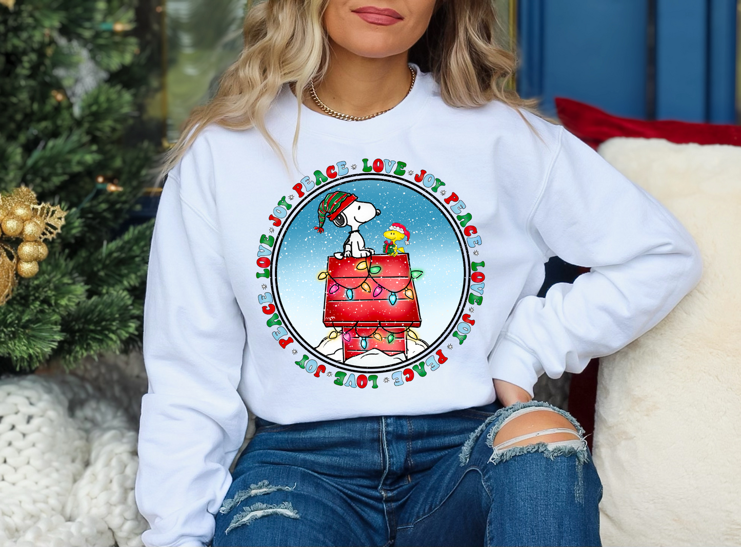 Peace, love, joy - snoopy and woodstock