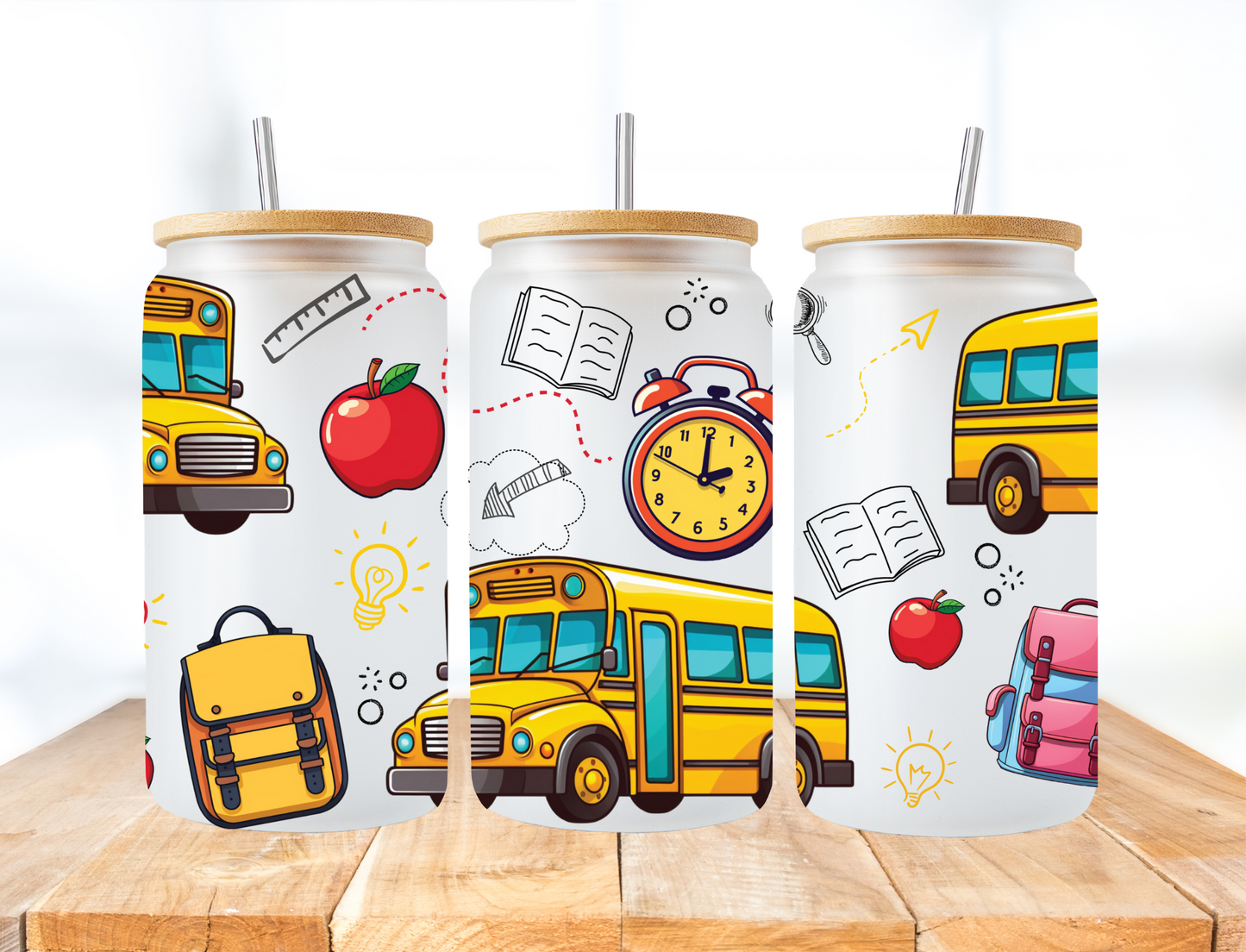 School bus and school supplies - UV Libby Wrap
