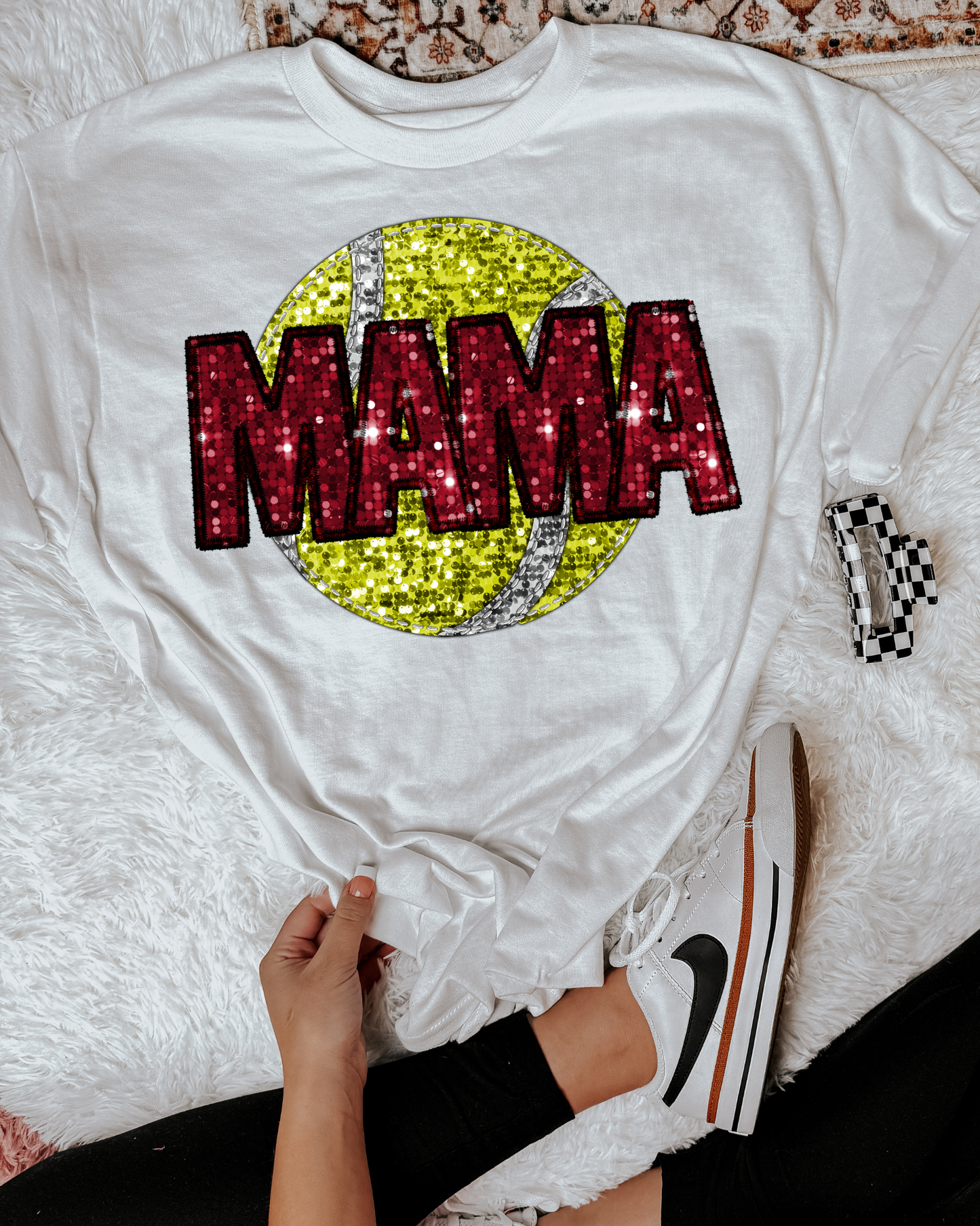 Softball Mama Red Glitter