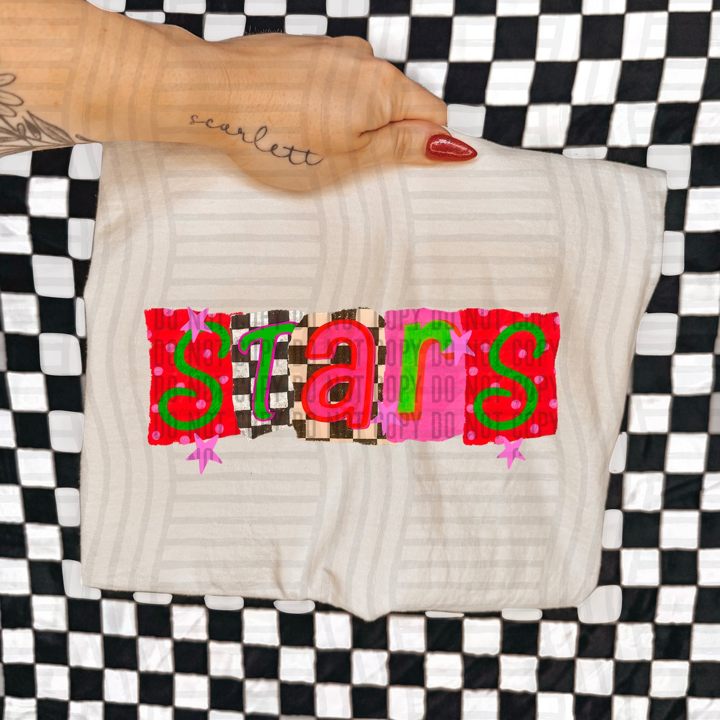 STARS RED & GREEN CHECKERS
