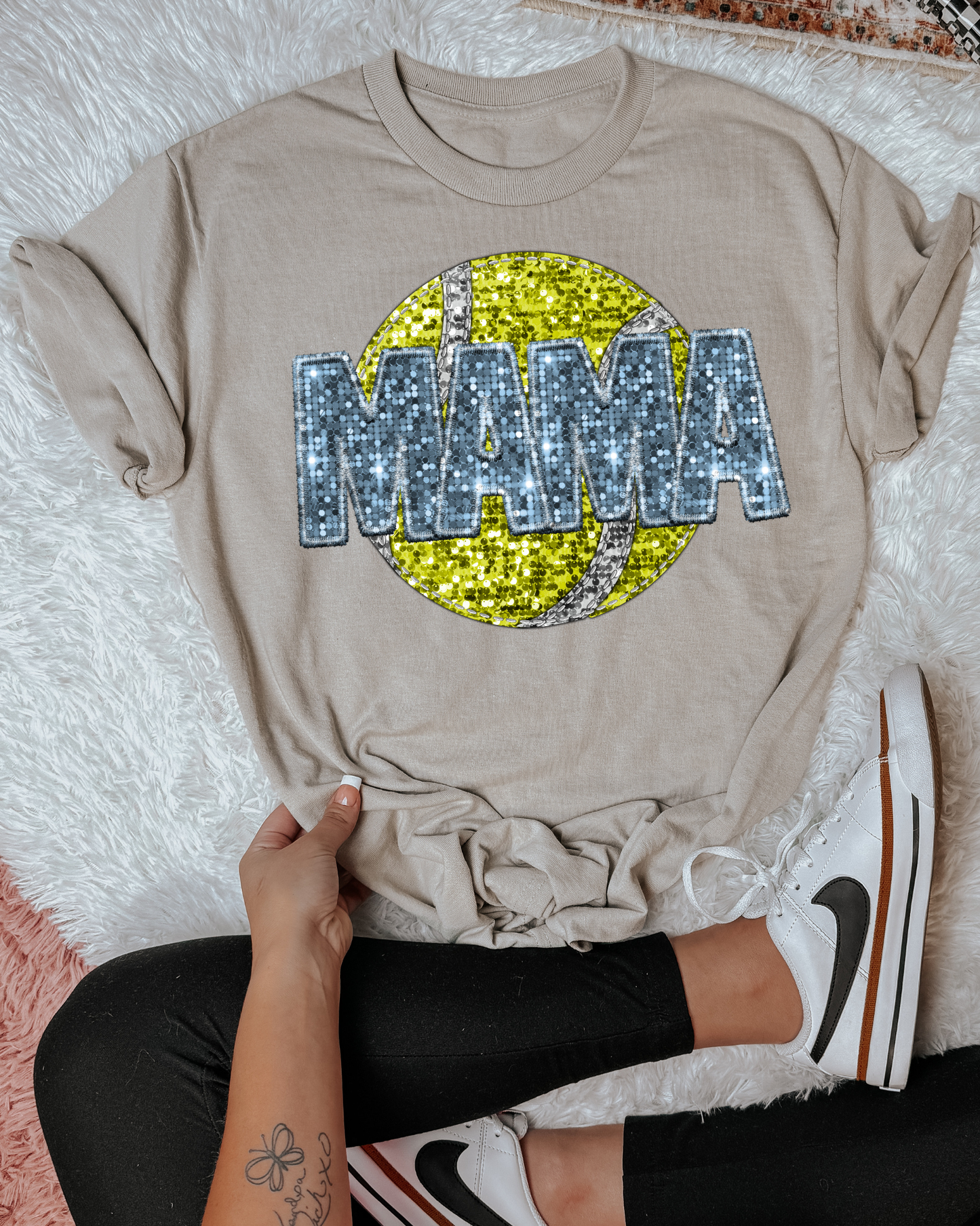 Softball Mama Light Blue Glitter