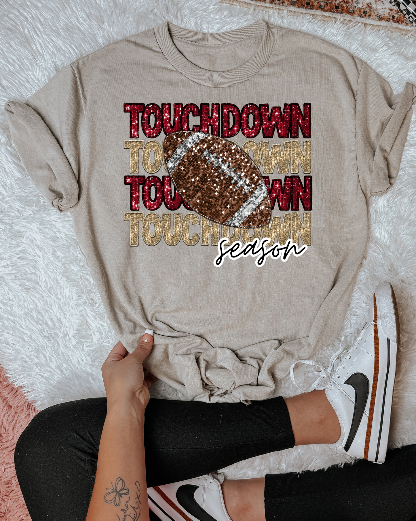 Touchdown Season Red And Gold Glitter
