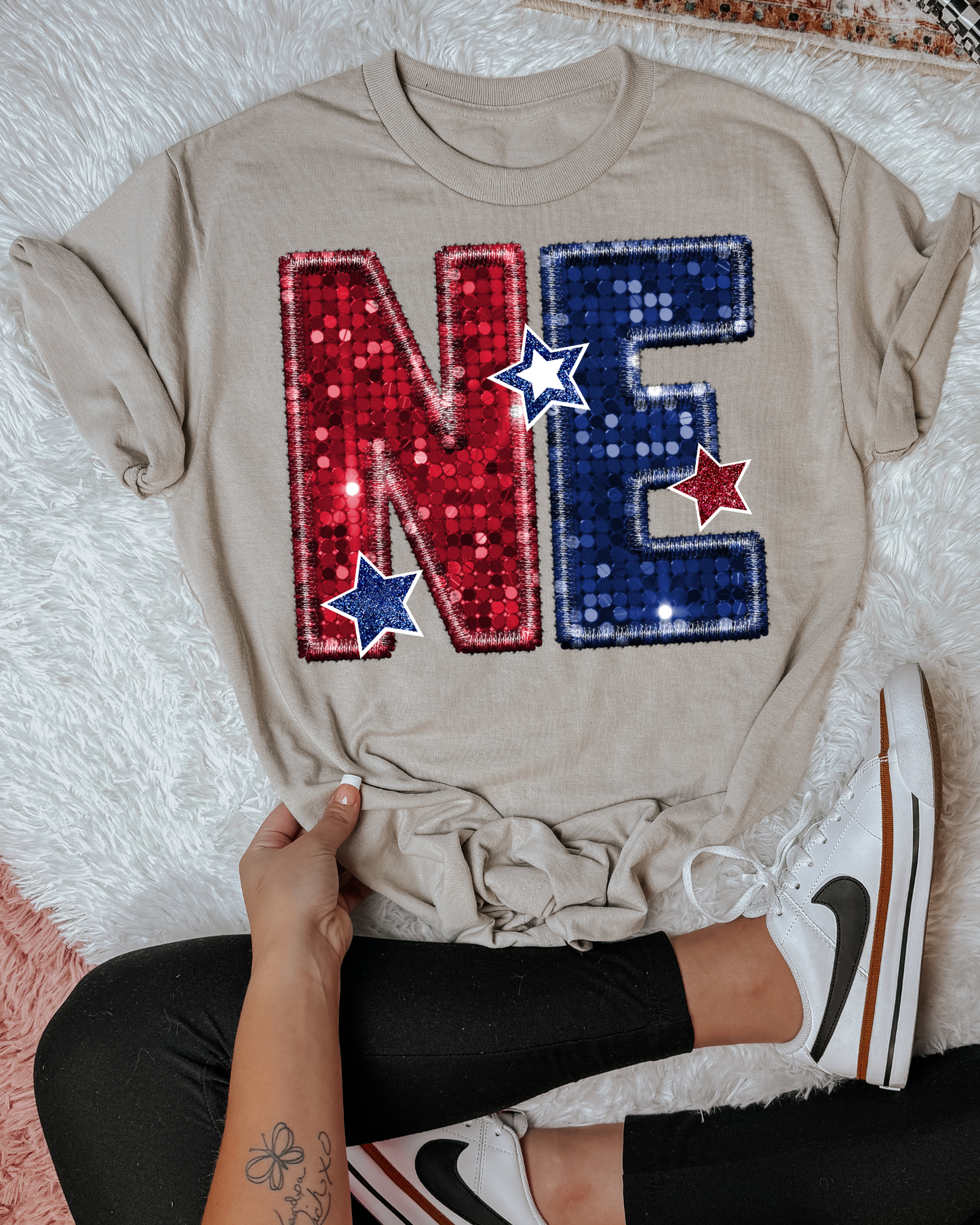 New England Patriots Blue And Red Glitter
