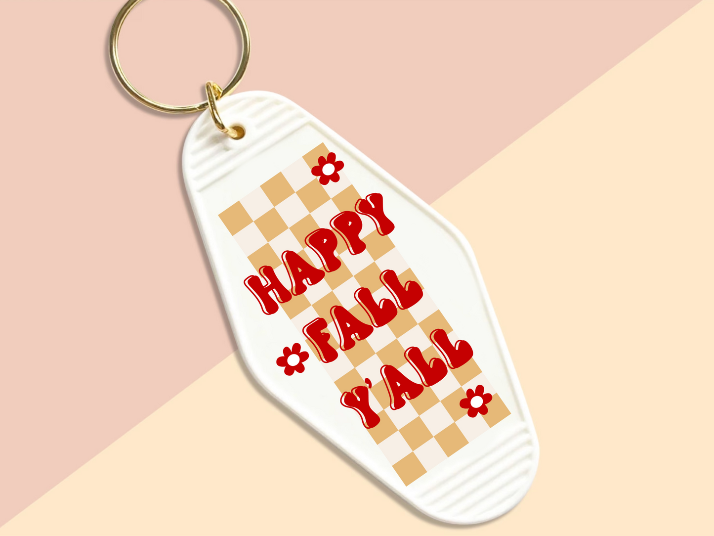 Happy fall y'all, checkered - Motel keychain