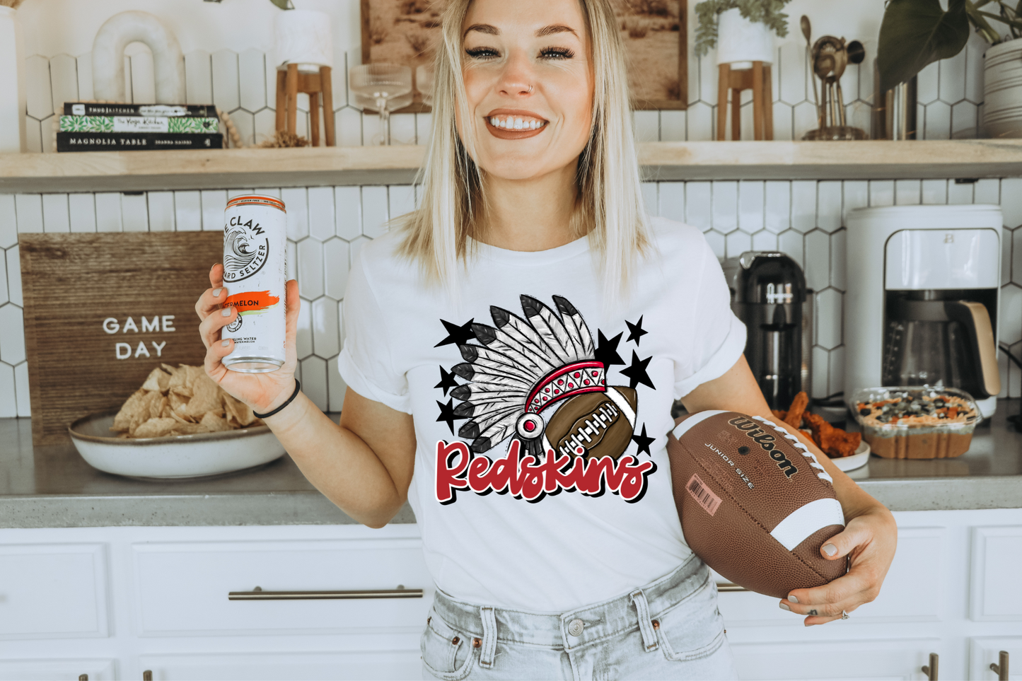 Redskins with headdress-red
