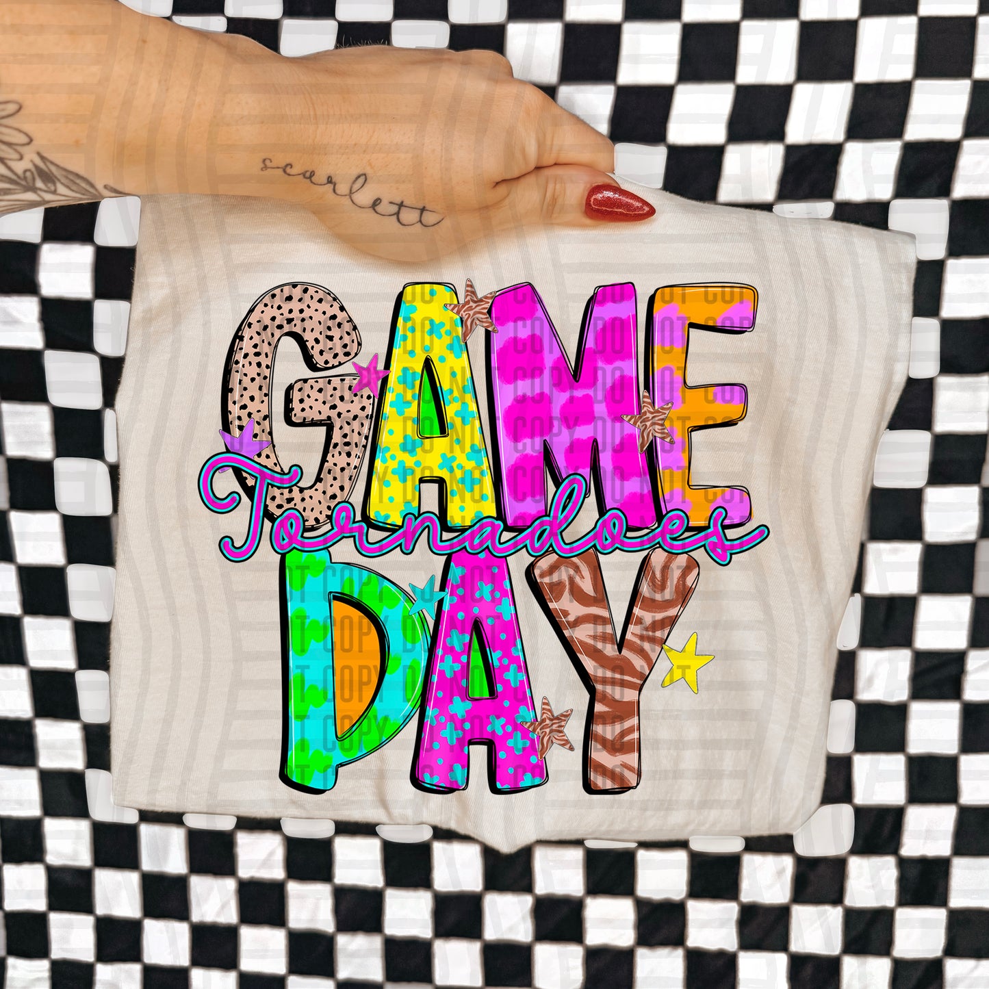 GAME DAY TORNADOES COLORFUL CHEETAH ZEBRA STARS