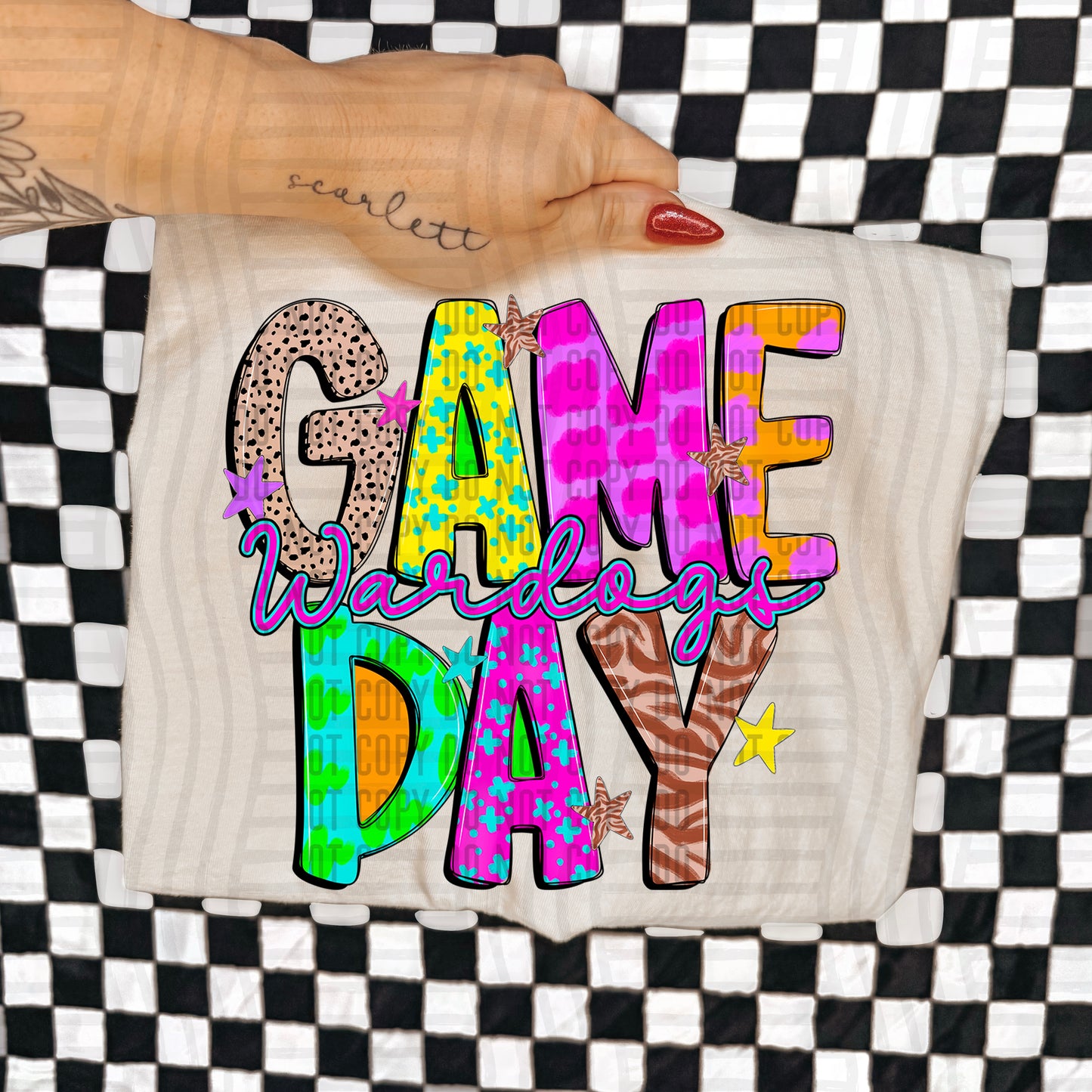 GAME DAY WARDOGS COLORFUL CHEETAH ZEBRA STARS