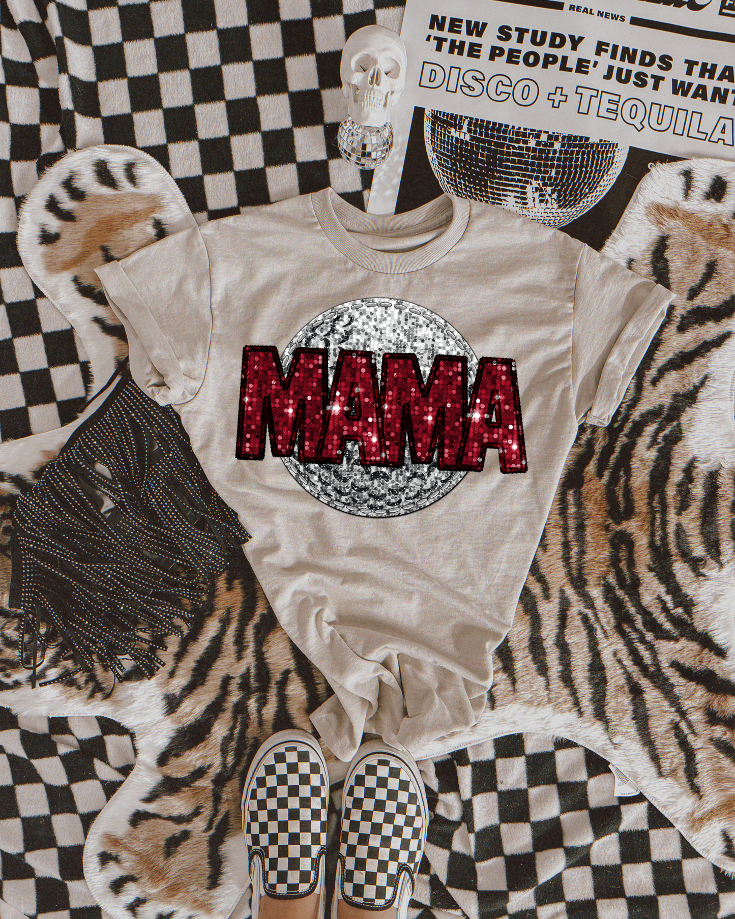 Golf Mama Maroon Glitter