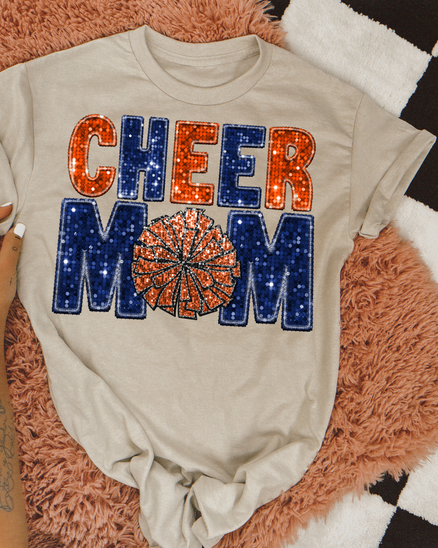 Cheer Mom Blue And Orange Glitter