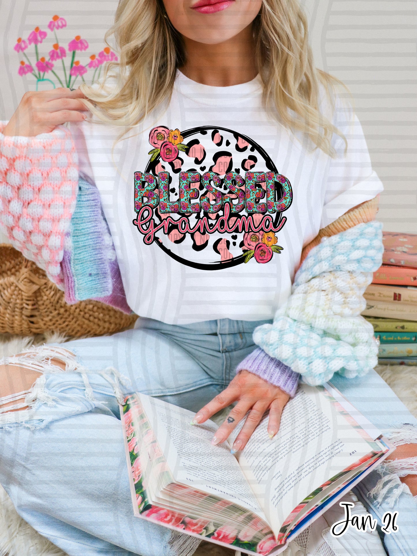 BLESSED GRANDMA CHEETAH FLORAL