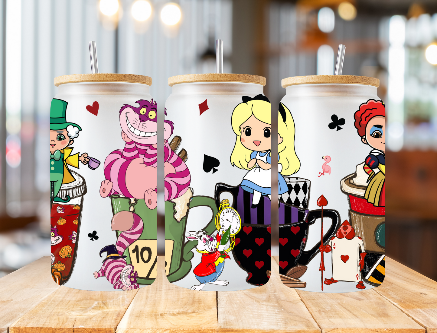 Alice in wonderland sitting in cups - UV Libby Wrap