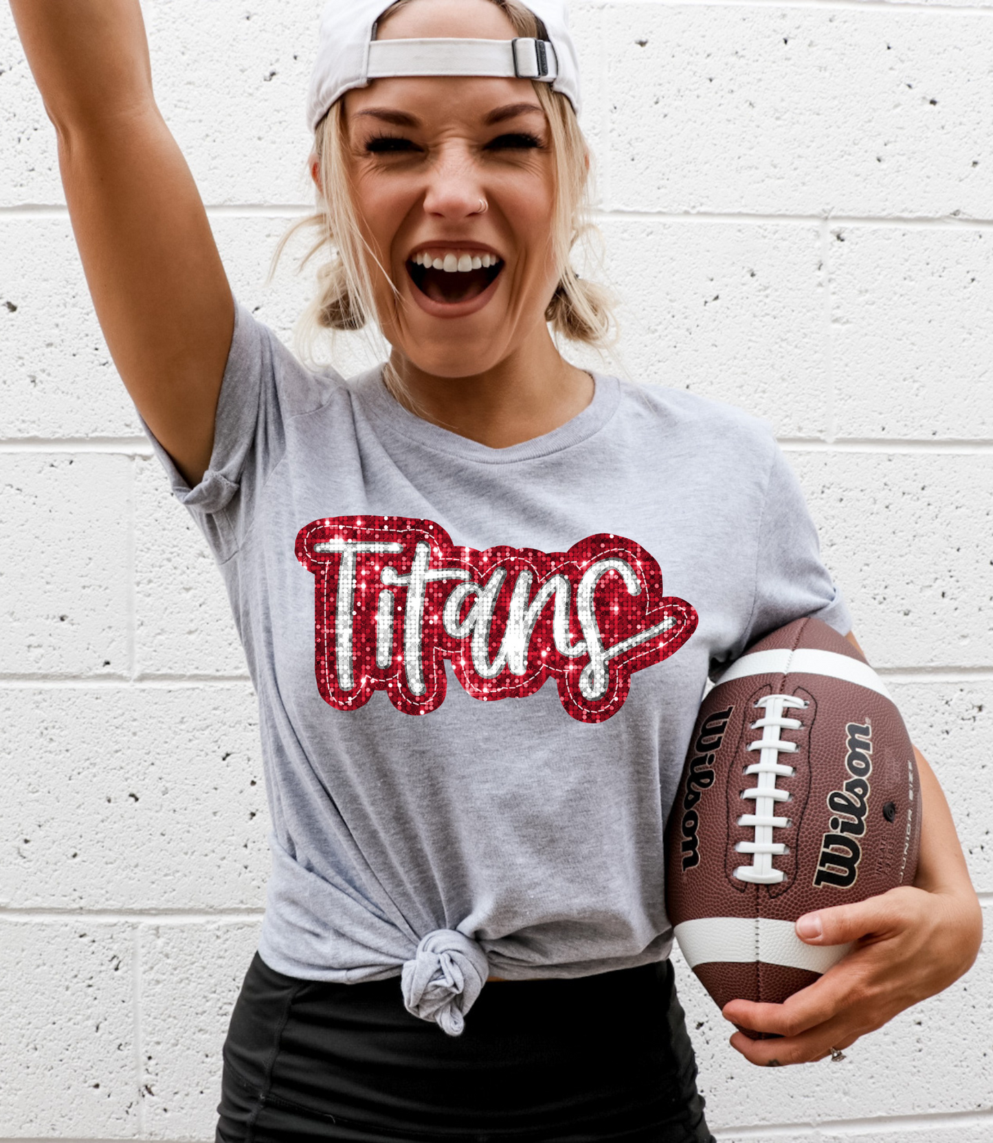 Titans, red/white - faux sequin