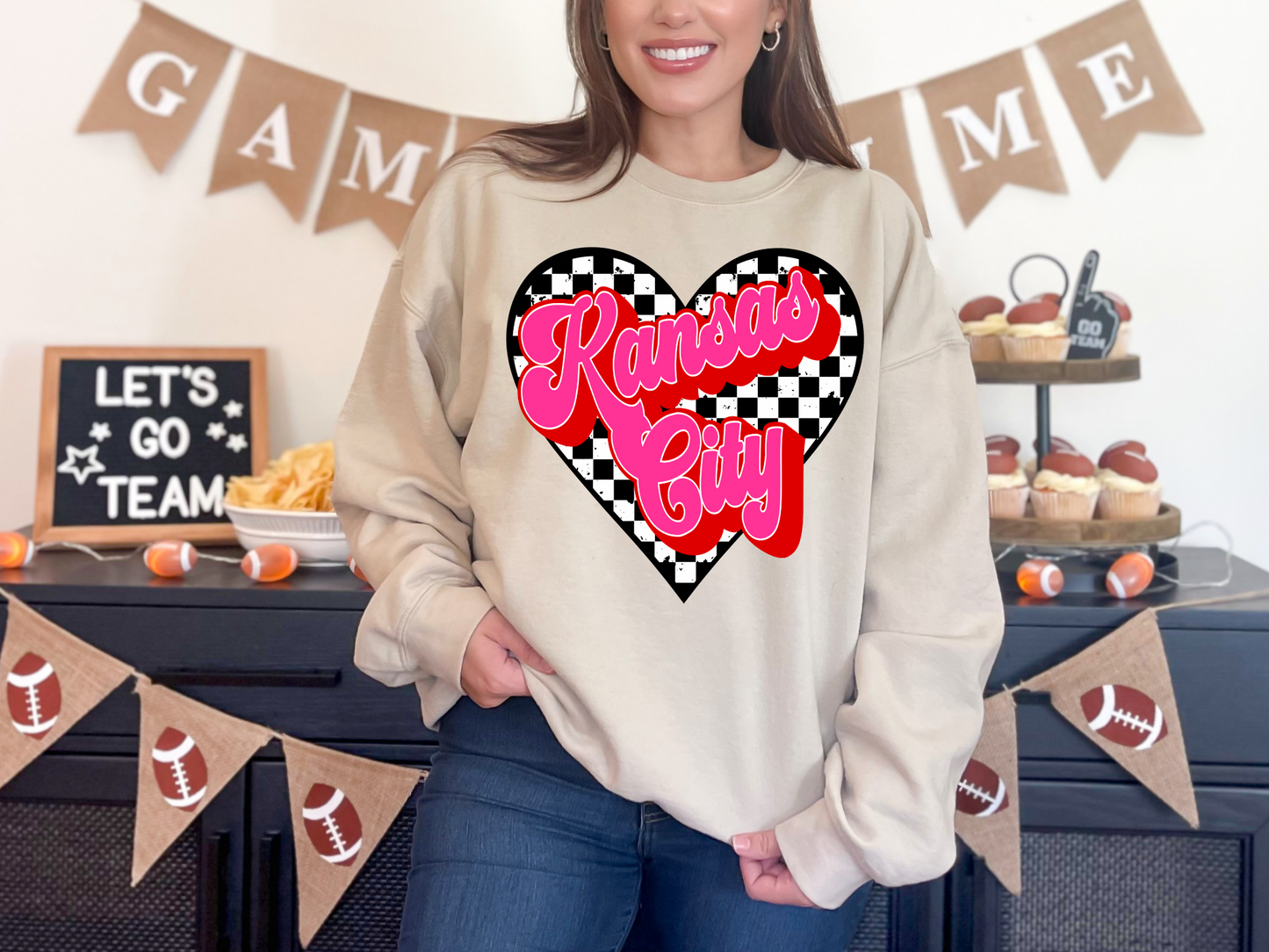 Kansas City Pink Checkered Heart