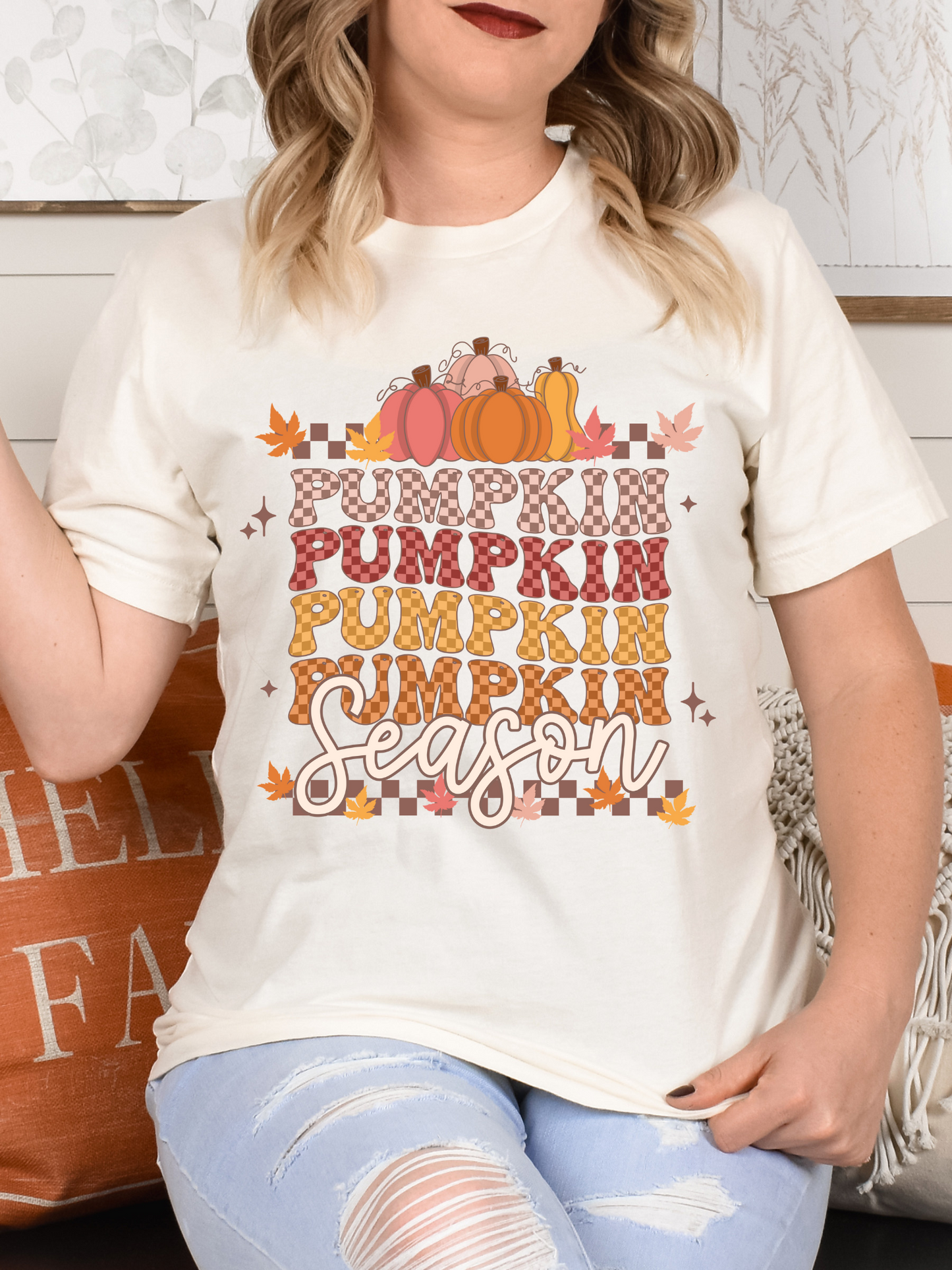 Pumpkin season colored checkered