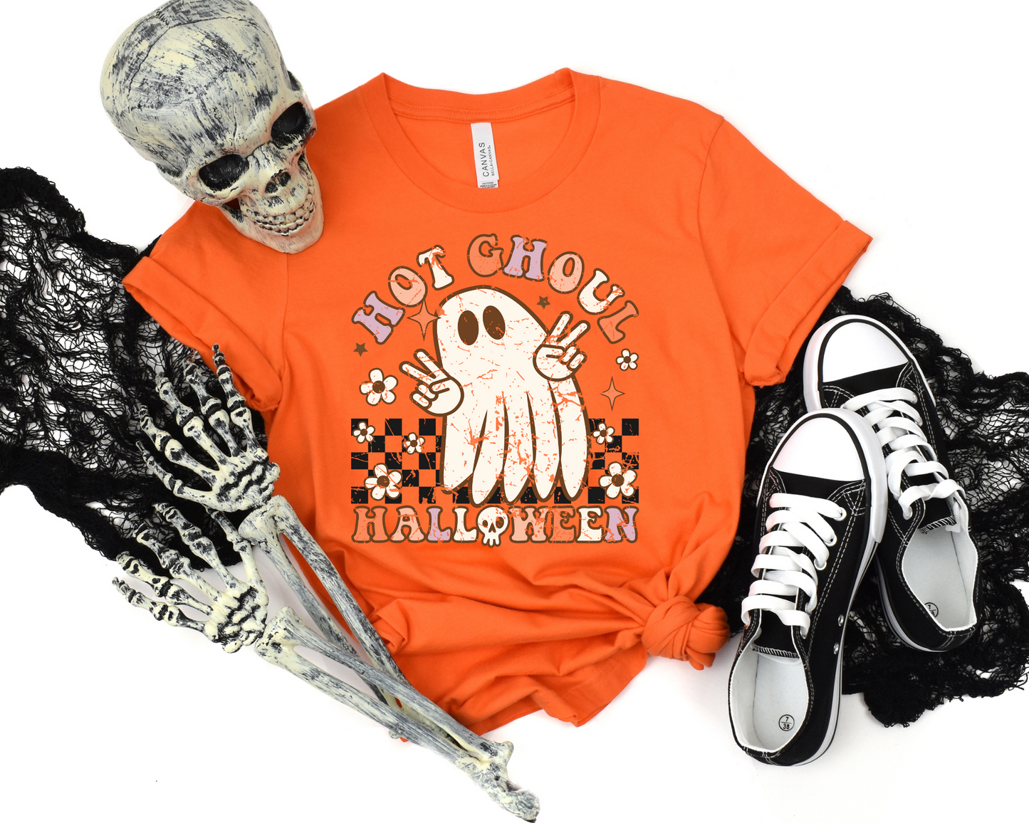 Hot ghoul Halloween black checkered