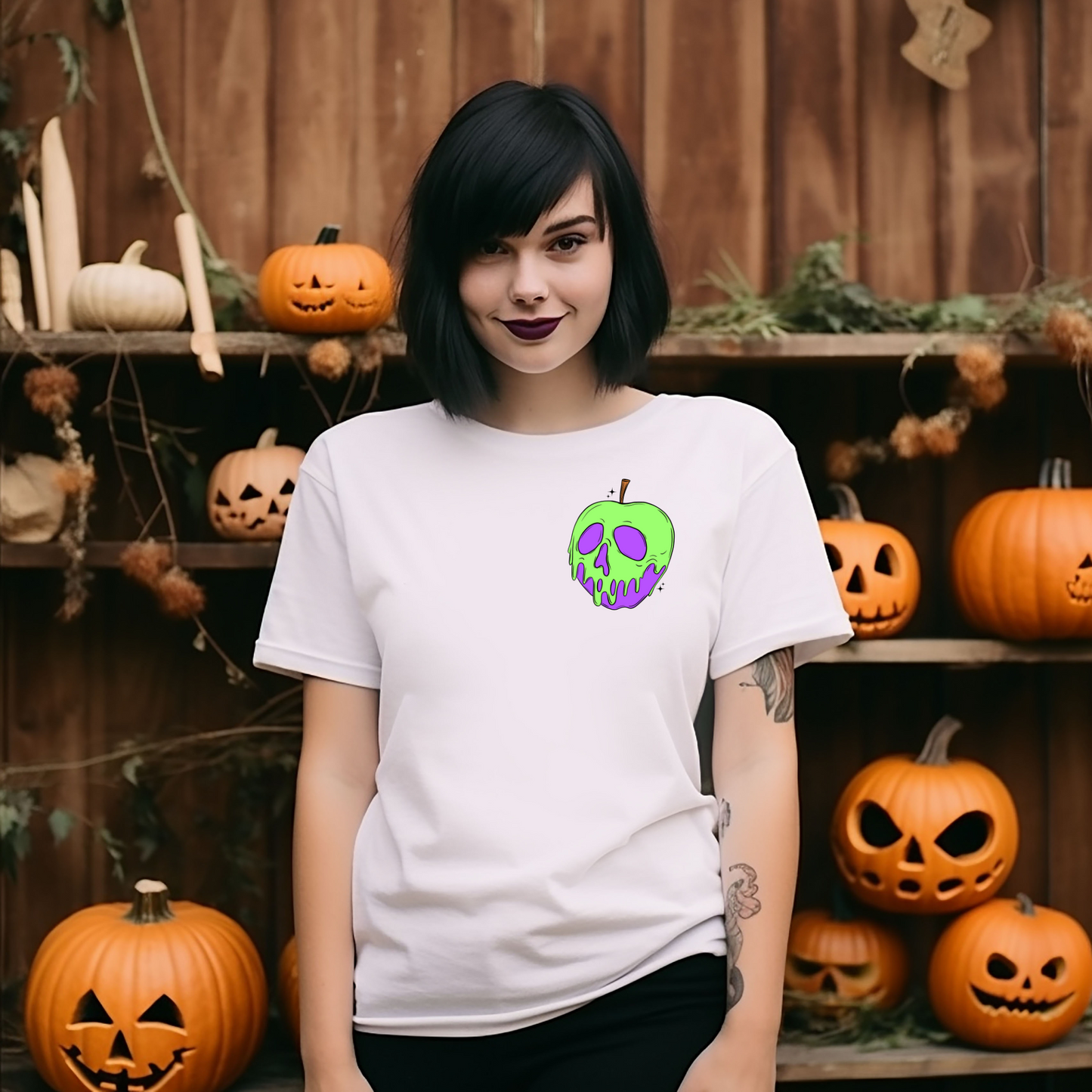 green purple apple skull