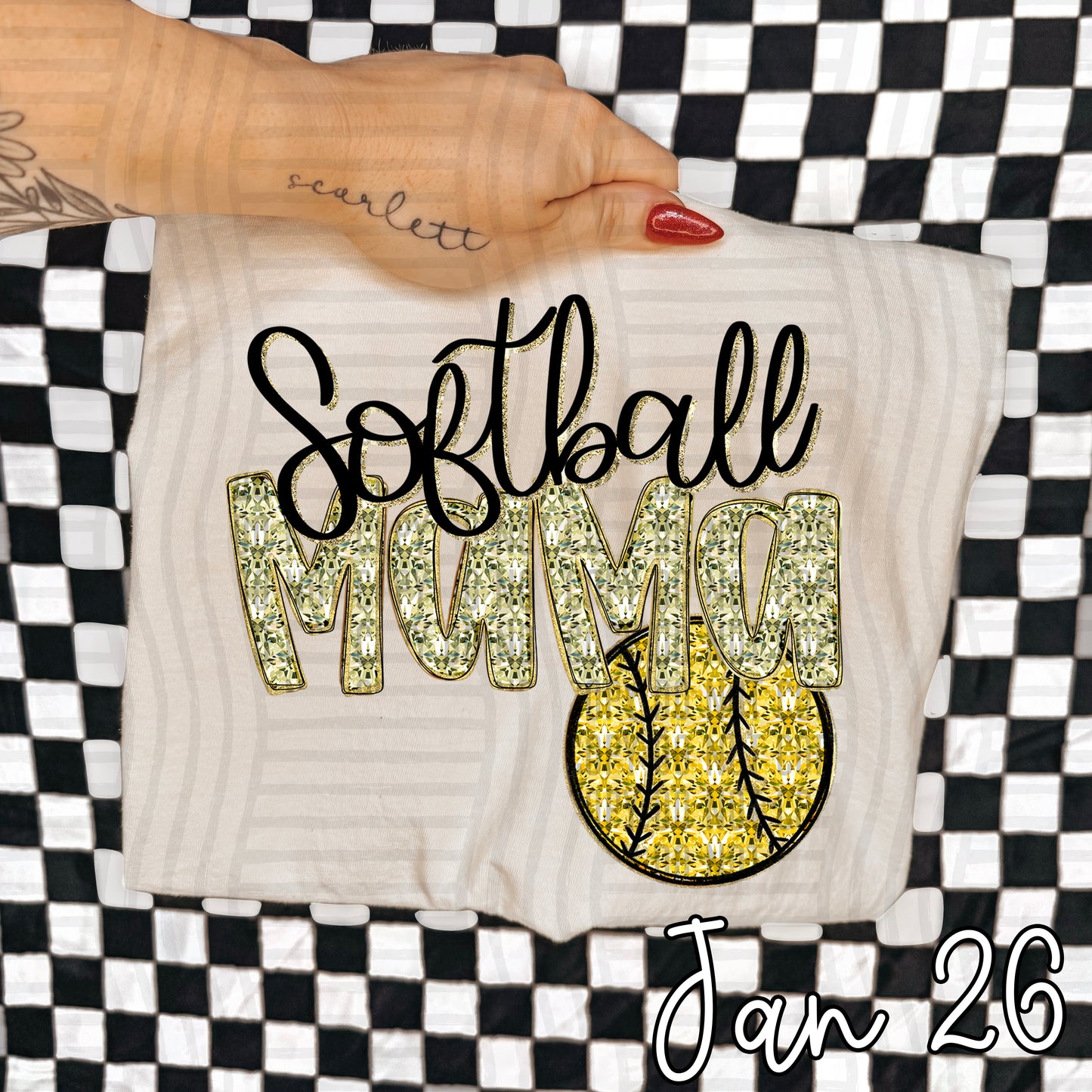 SOFTBALL MAMA LIGHT GOLD FAUX SPARKLE