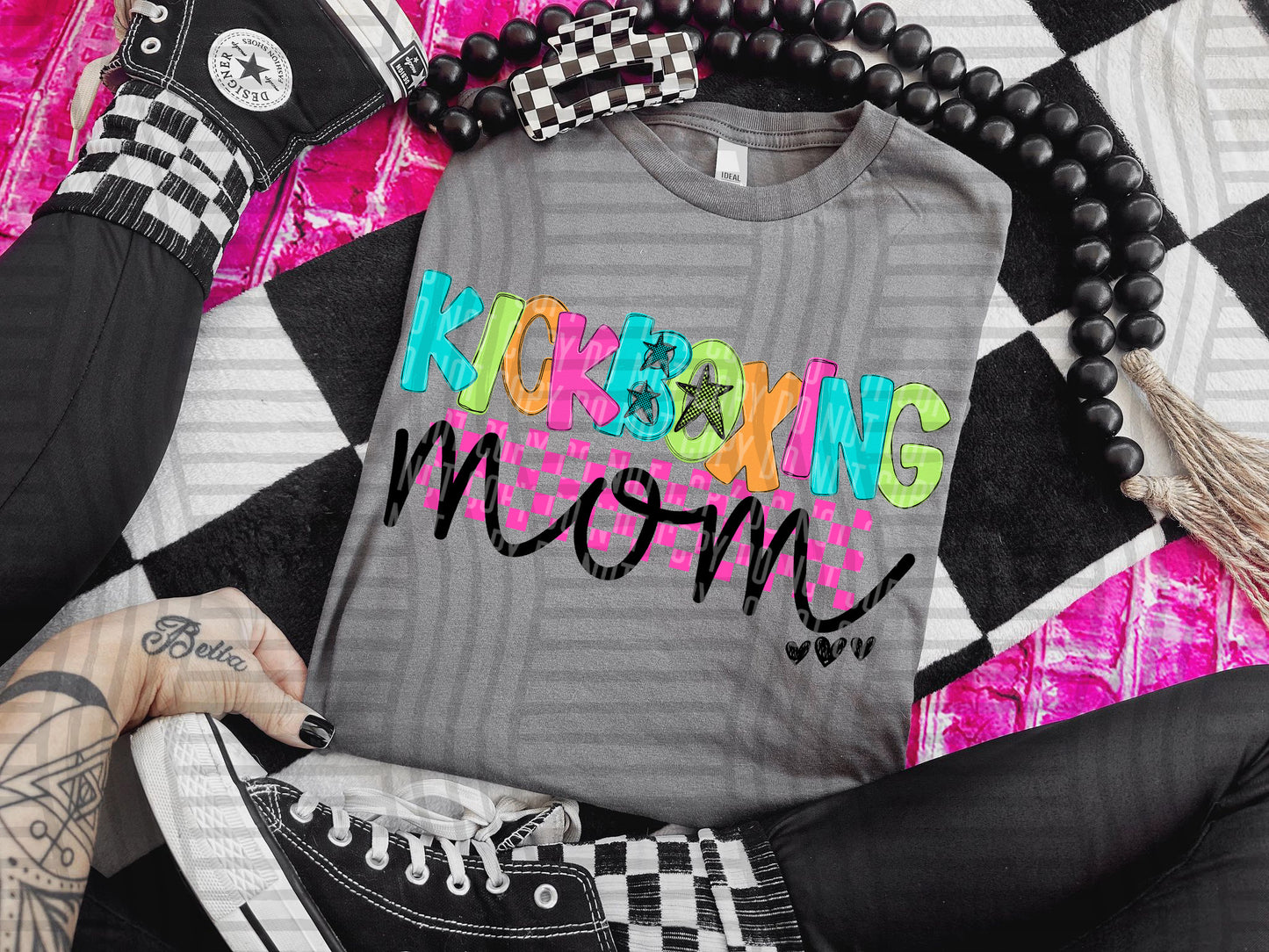 KICKBOXING MOM COLORFUL STARS CHECKERS