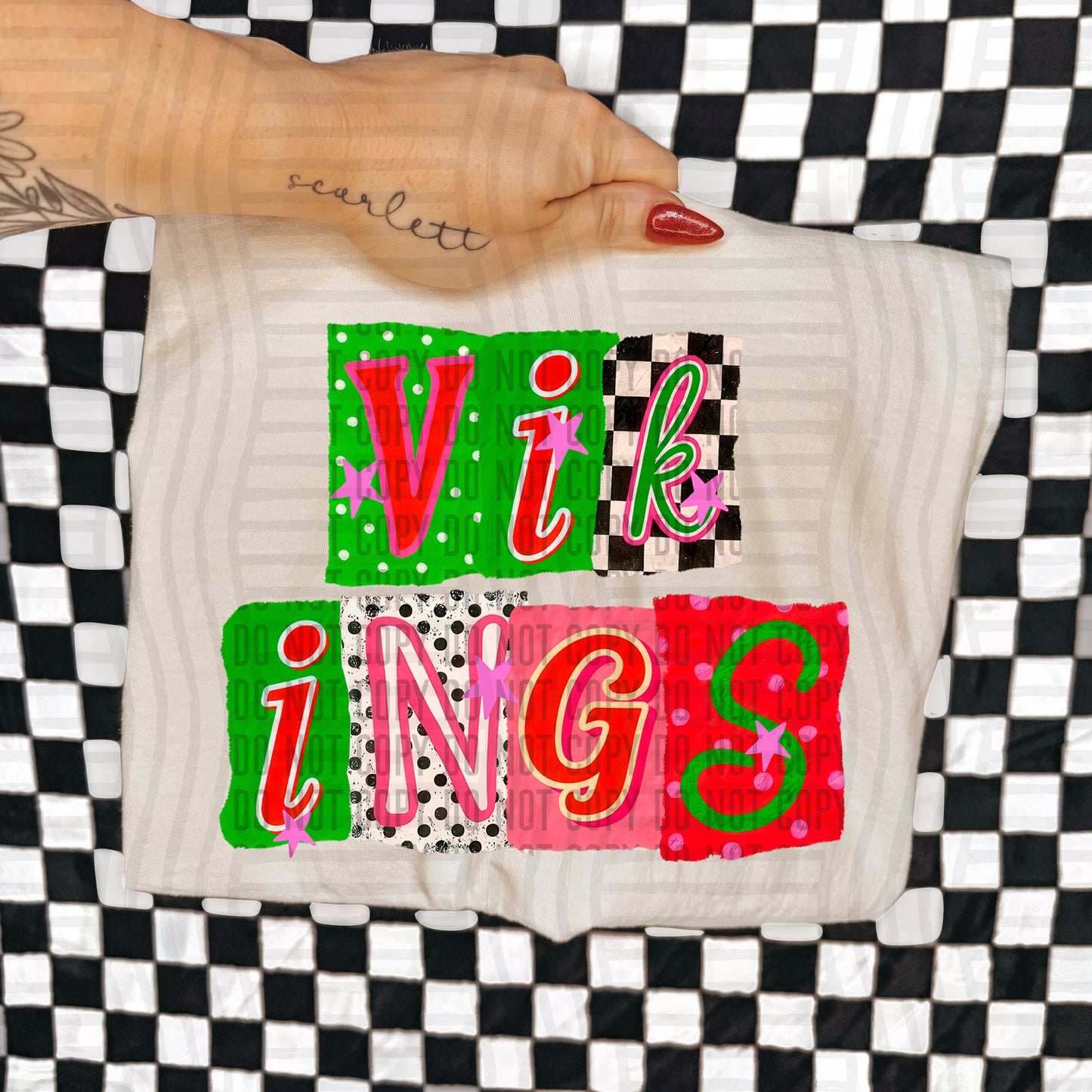 VIKINGS RED & GREEN CHECKERS