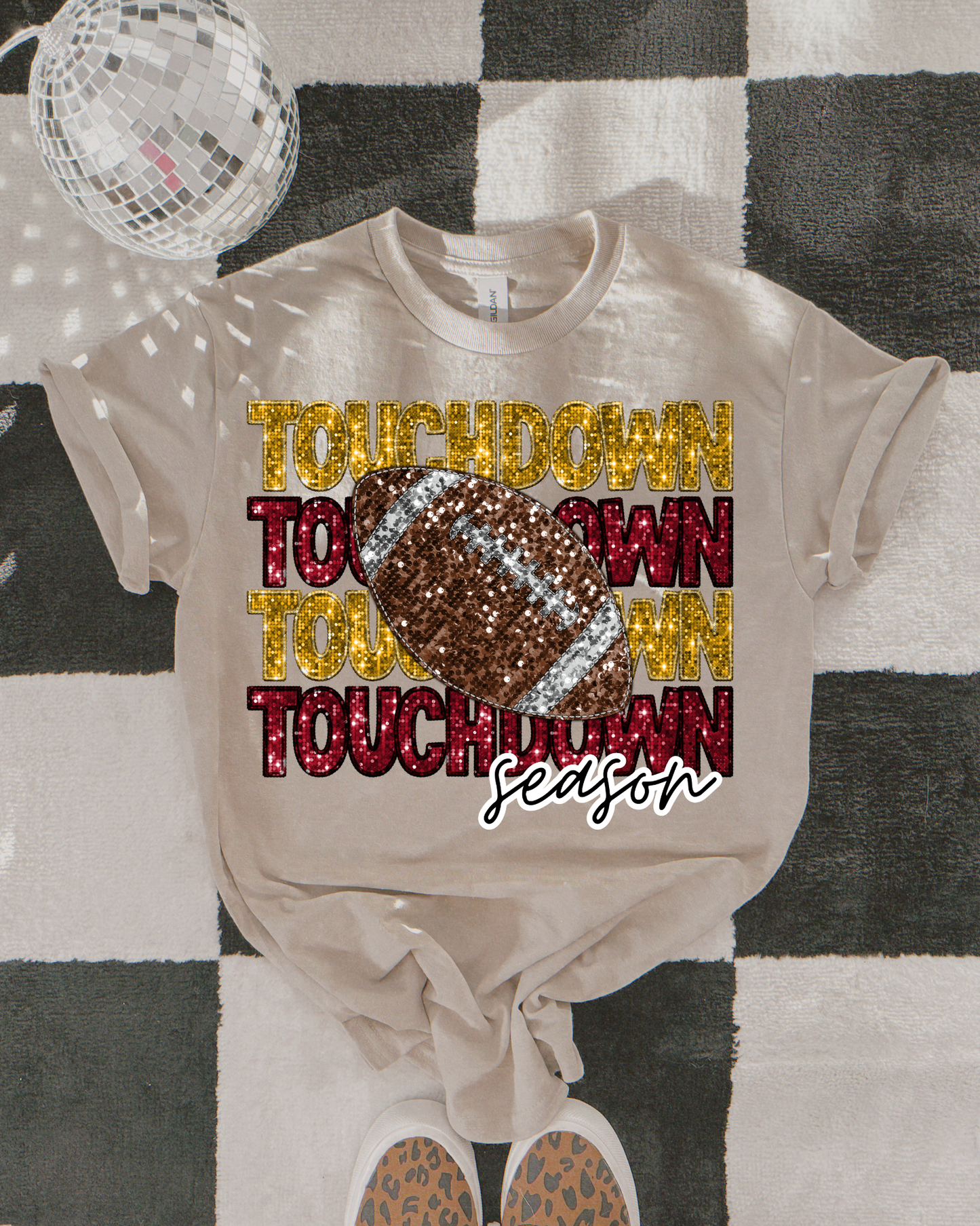 Touchdown Season Yellow And Red Glitter