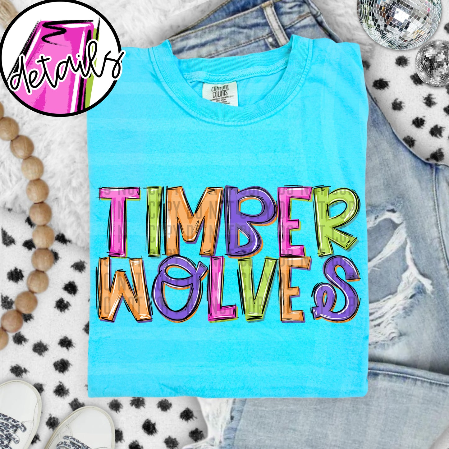 DOODLE COLORFUL TIMBERWOLVES