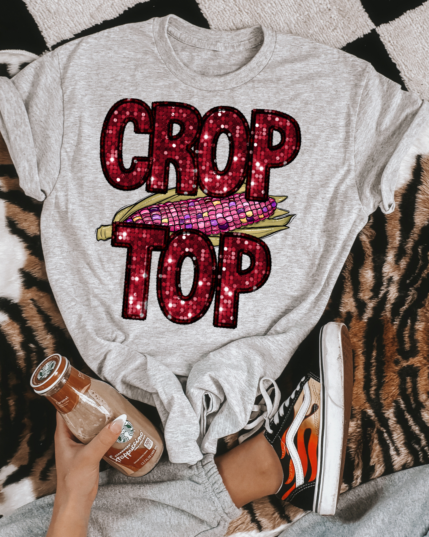 Crop Top Red Glitter
