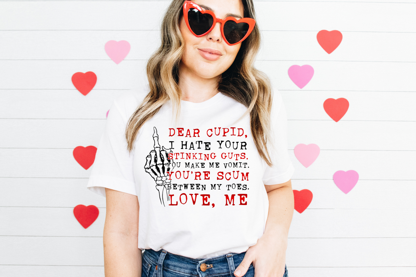 Dear Cupid I Hate Your Stinking Guts Red & Black Letters