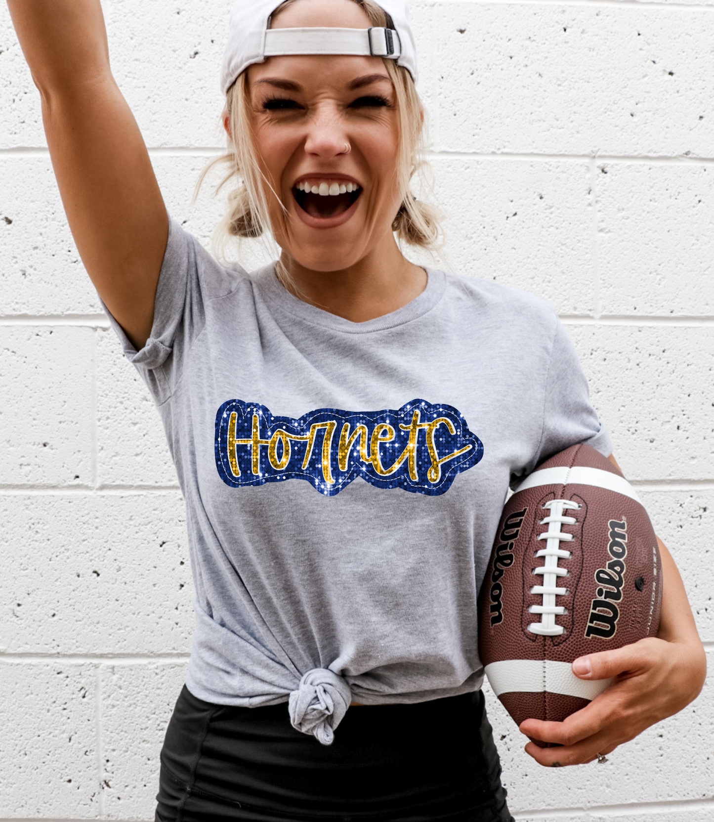 Hornets, blue/gold - faux sequin