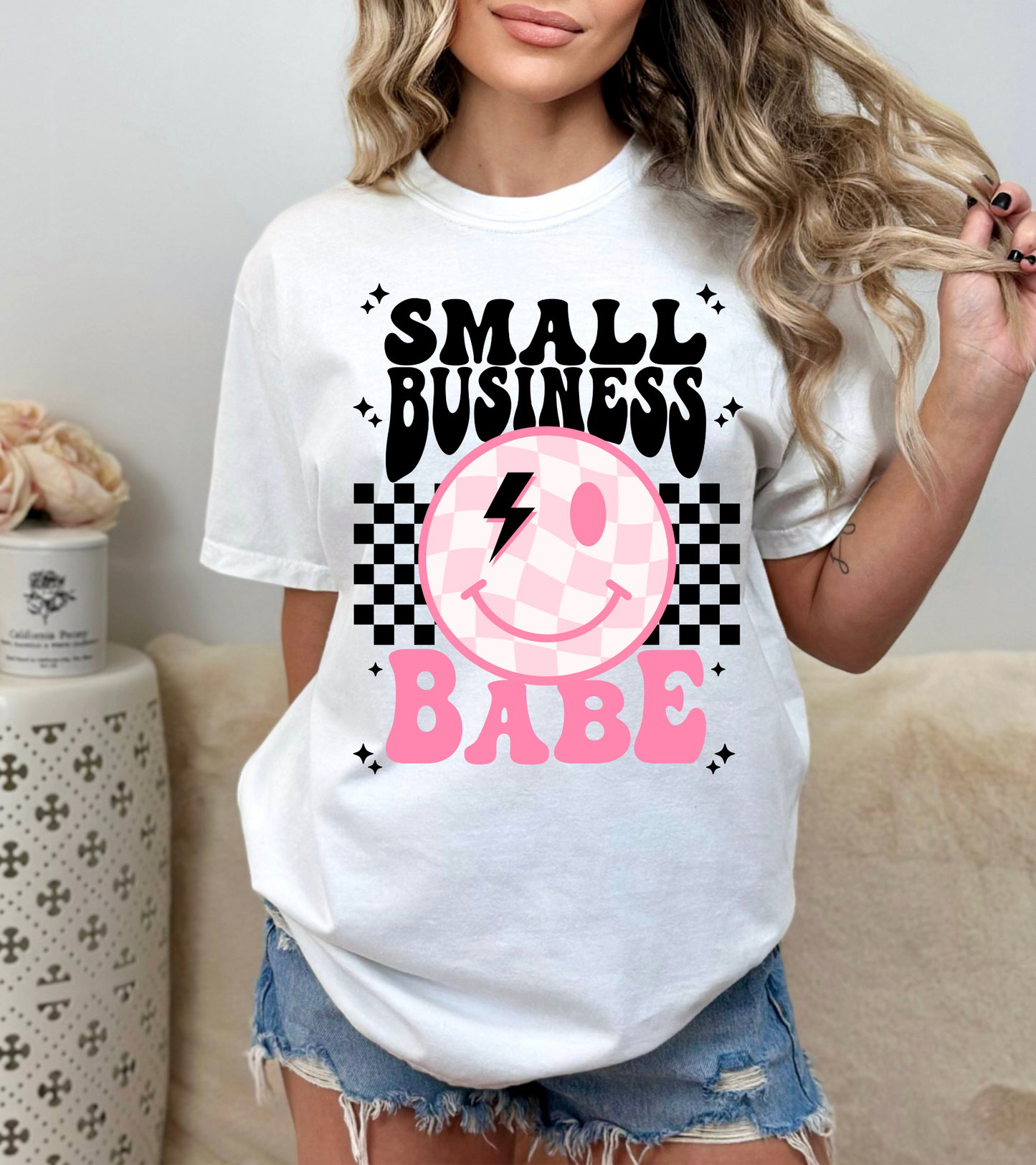 Small business babe-black and pink checkered