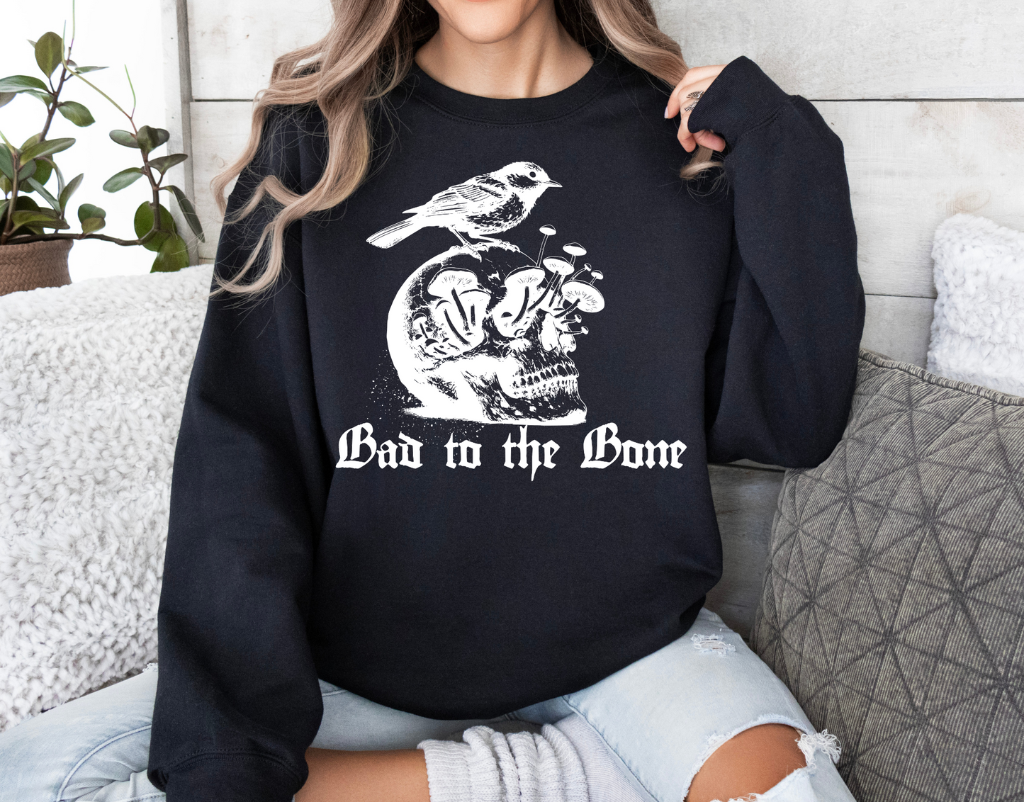 Bad To The Bone White Skull