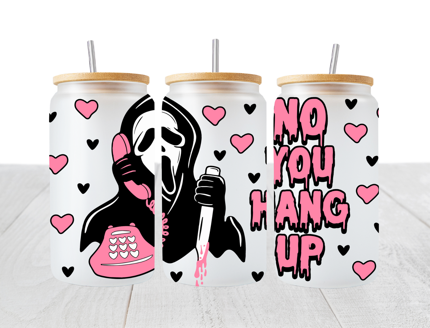 No you hang up, pink & black hearts - UV Libby Wrap