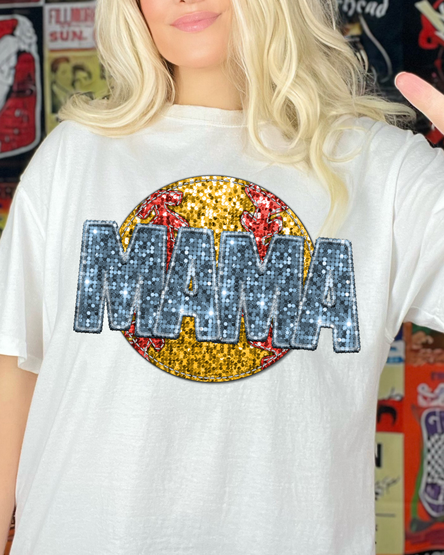 Mama Blue Softball (Sequin)