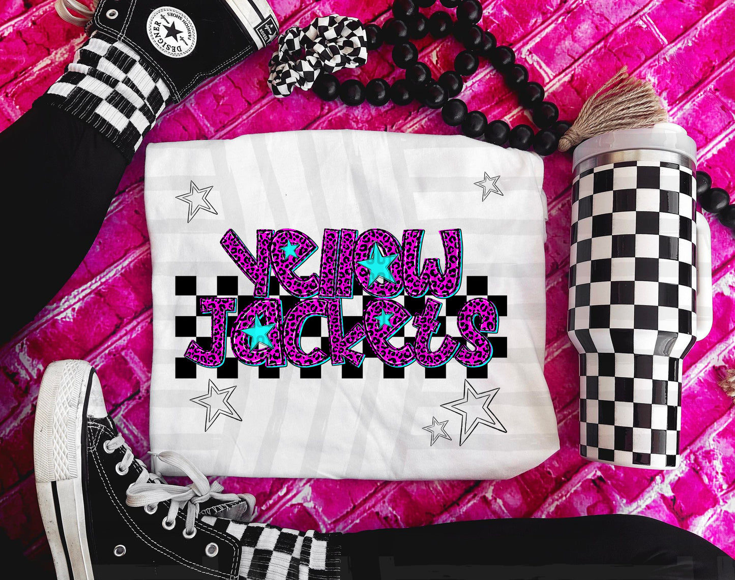 Yellow Jackets (pink neon leopard)