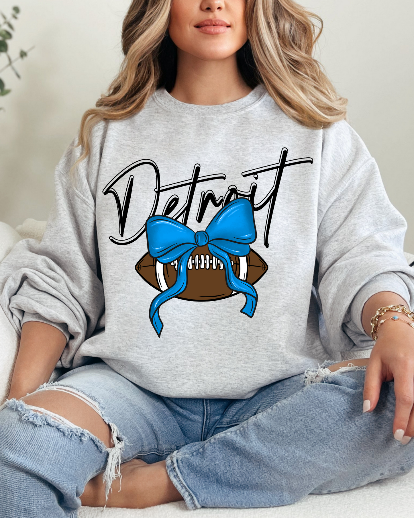 Detroit Football With Bow