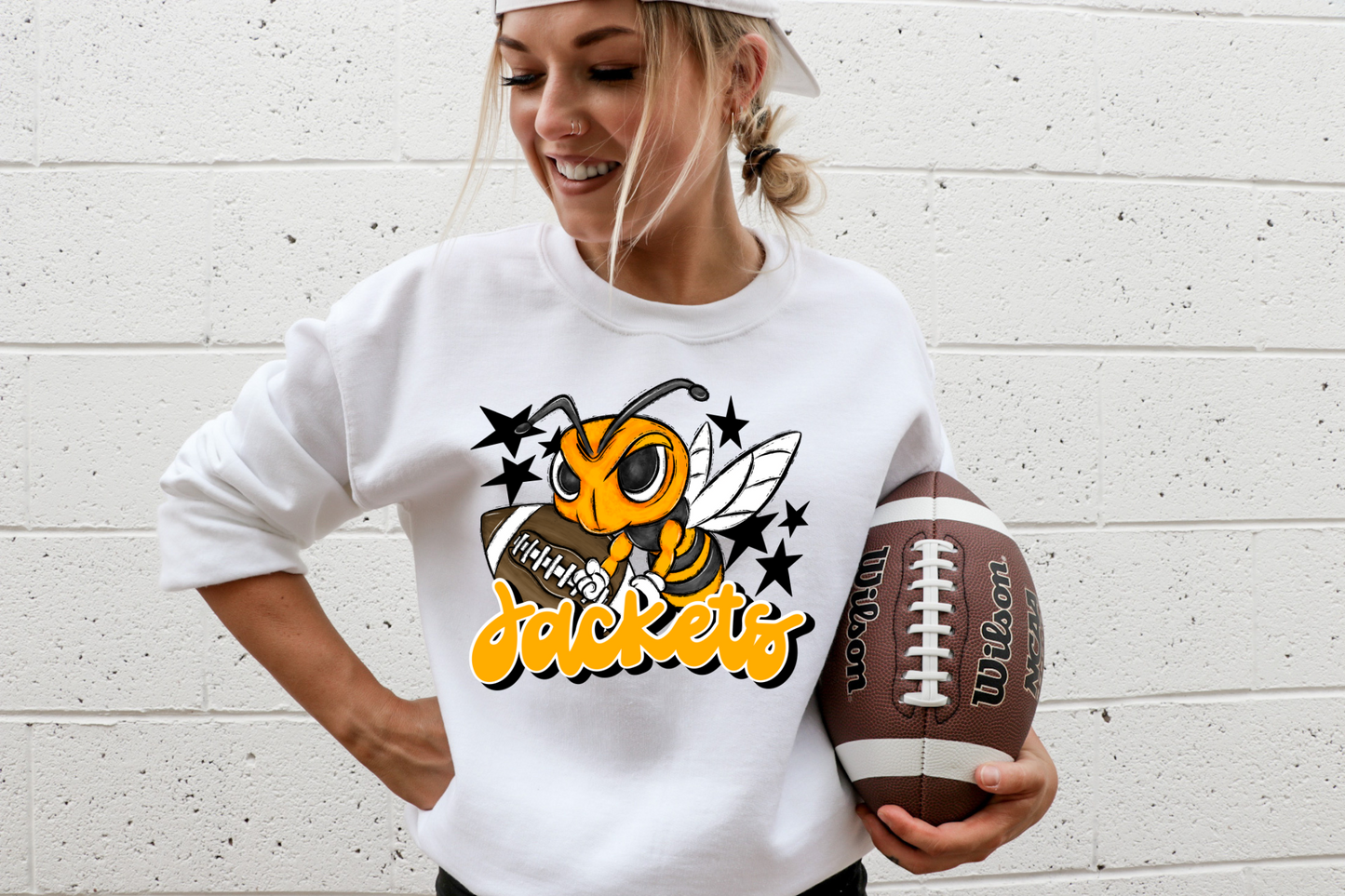 Jackets with mascot- yellow letters