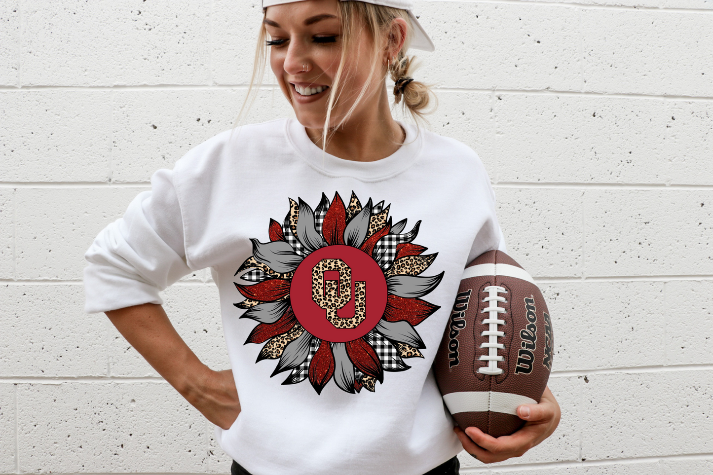 OU (cheetah print)- red grey and cheetah print flower