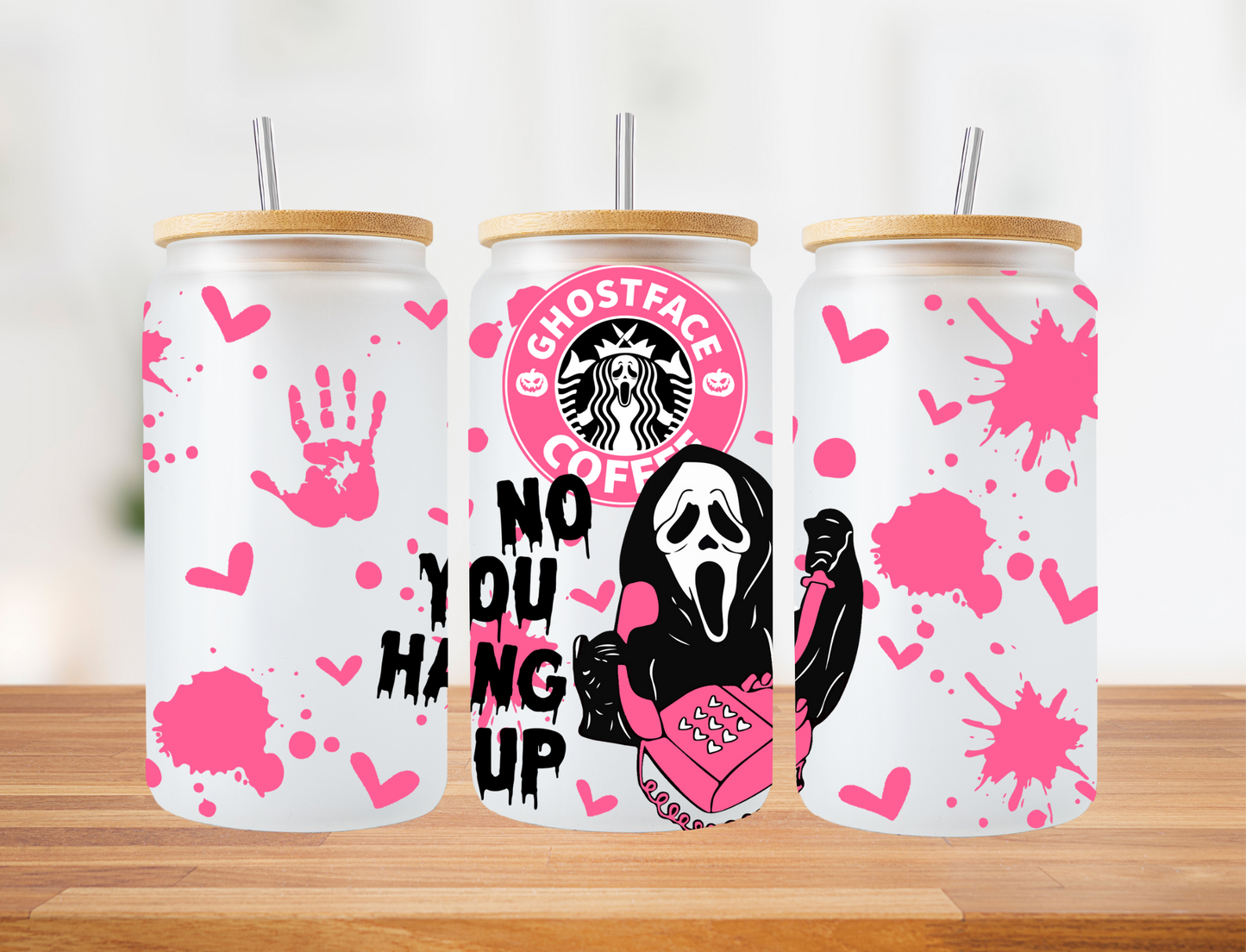 No you hang up, pink handprint and splatter - UV Libby Wrap