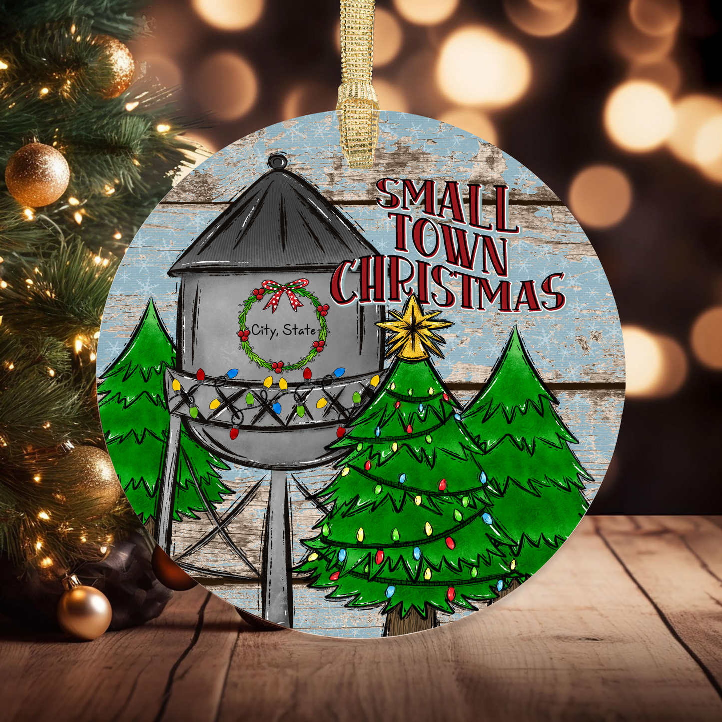 Background Personalized Small Town Christmas - UV DTF