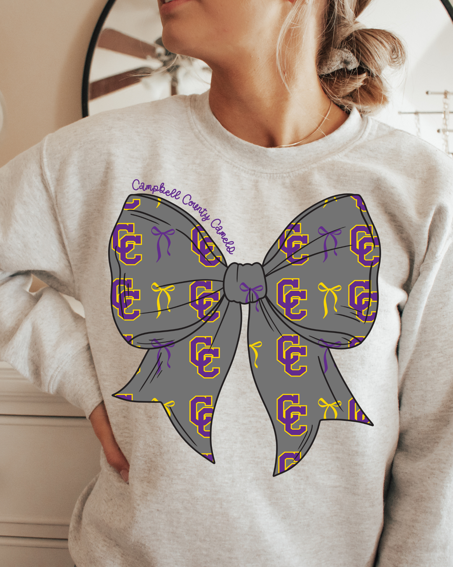 Campbell County Camels Light Grey Bow With Wording