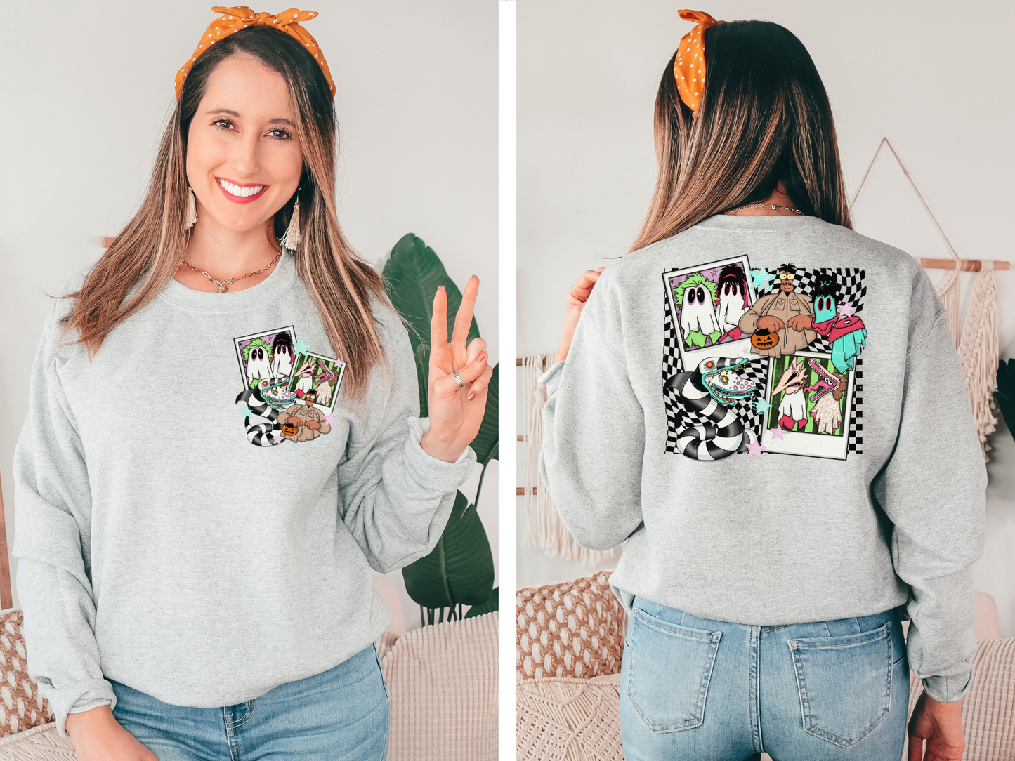 Checkered Beetlejuice ghost collage - back