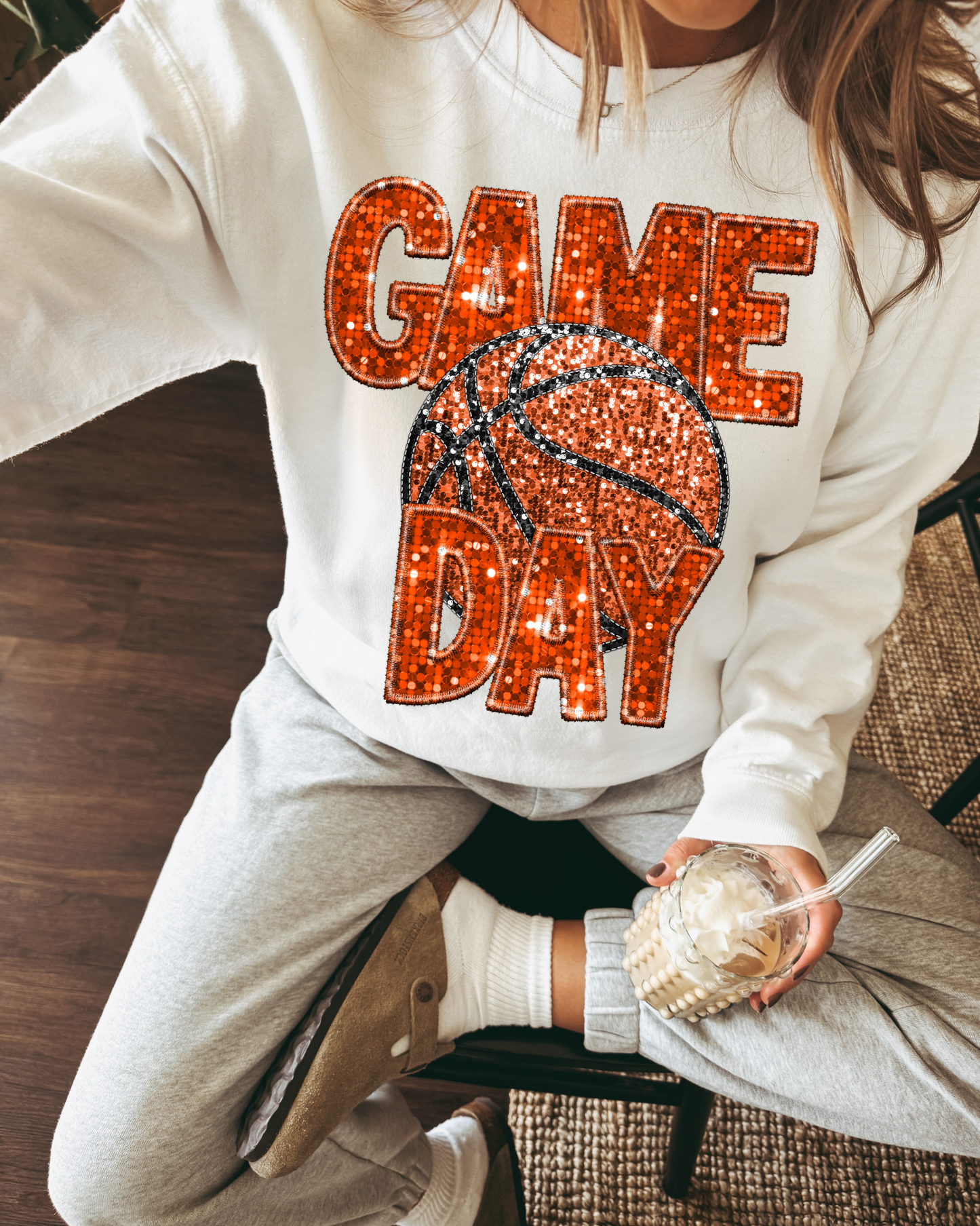 Game Time Basketball Orange Glitter