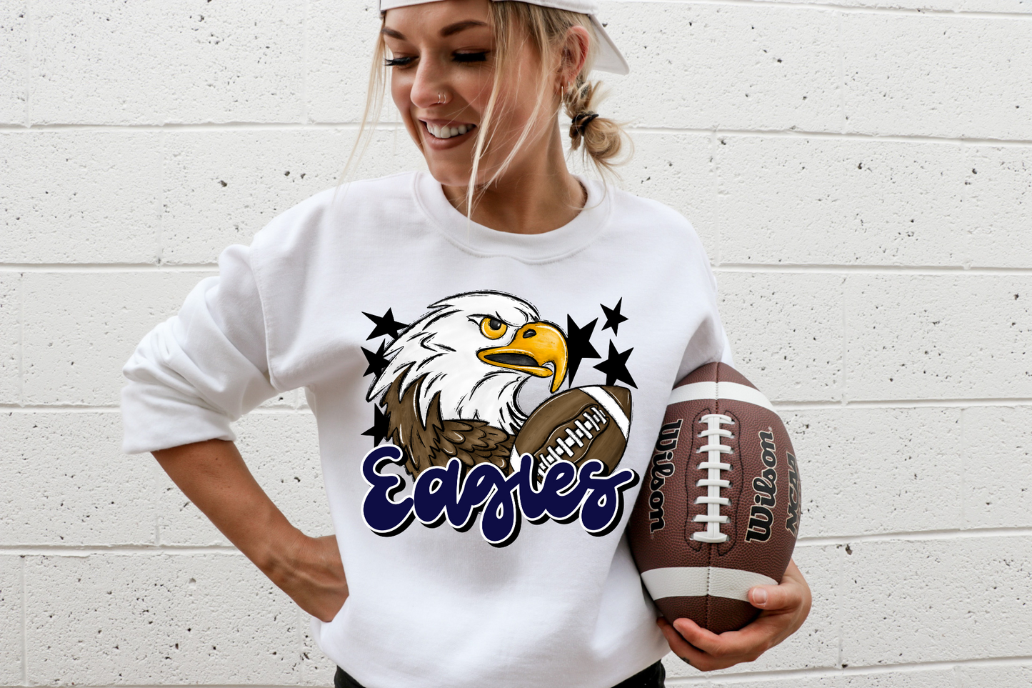 Eagles with mascot- dark blue letters