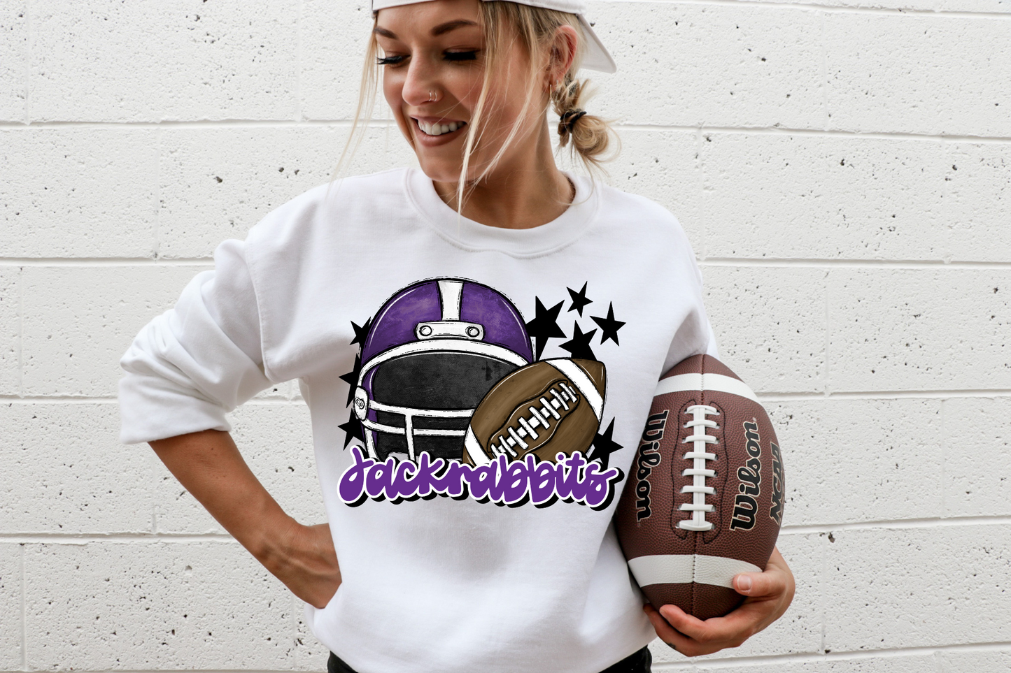 Jackrabbits with helmet- purple letters & helmet