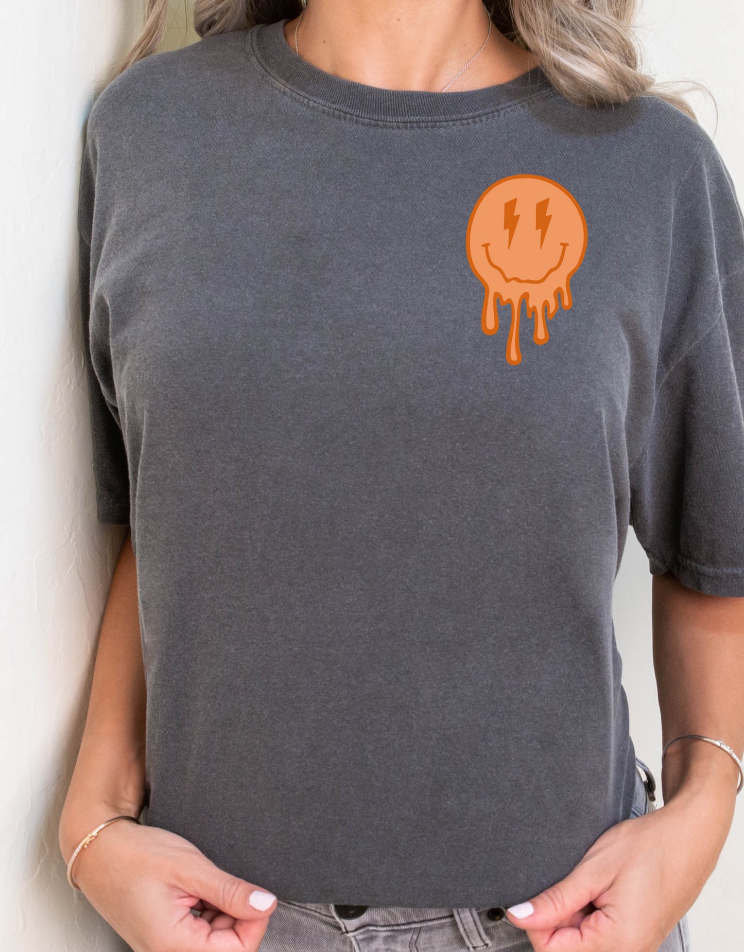 Yellow orange smiley drip-pocket